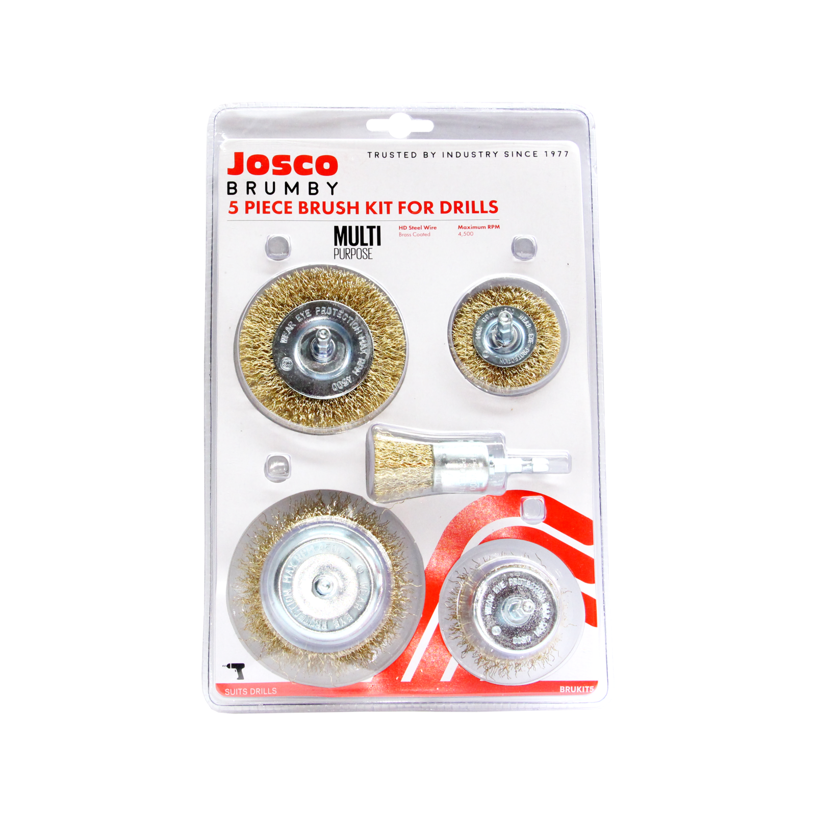 Josco 5 Piece Drill Brush Kit 3 Josco 5 Piece Drill Brush Kit
