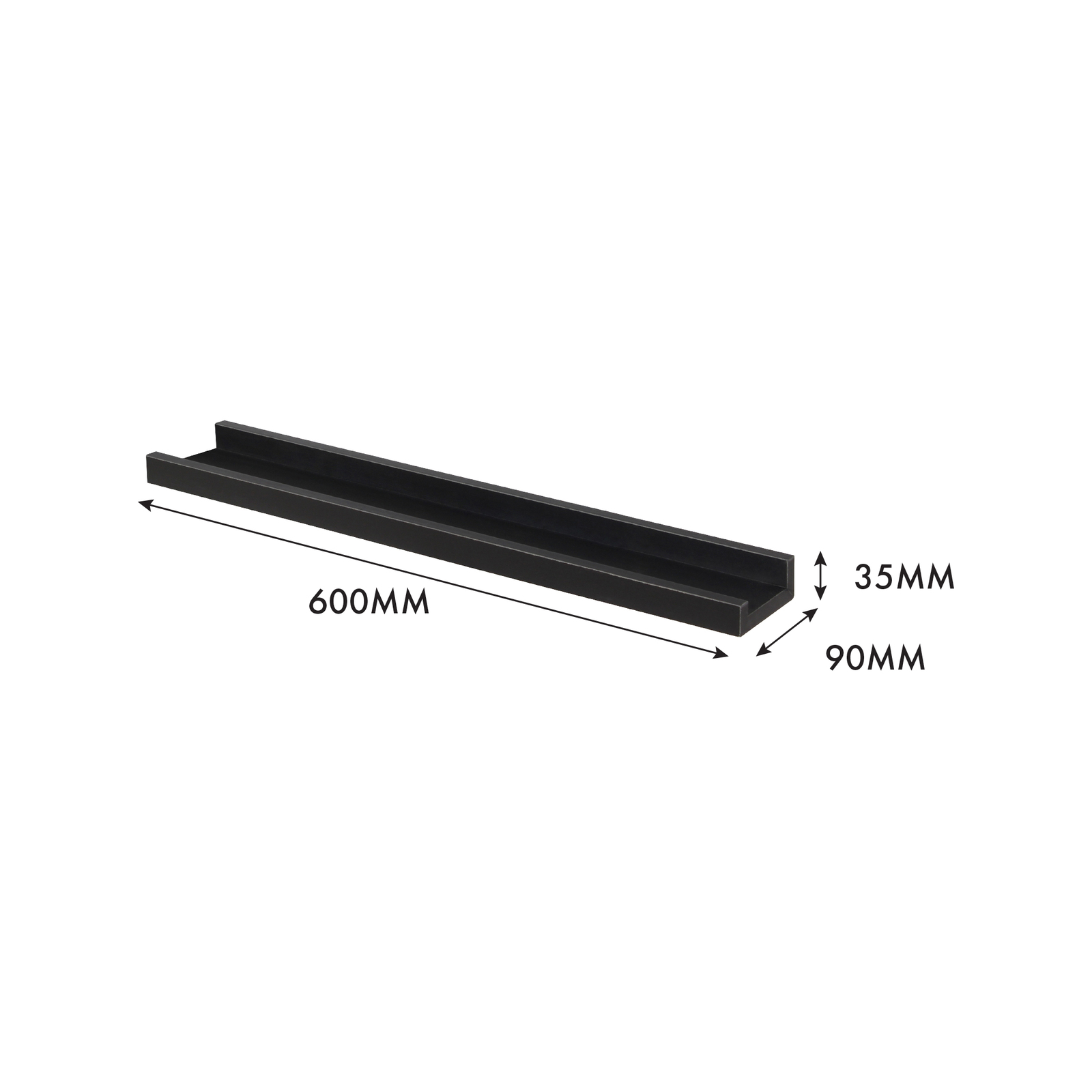 Flexi Storage 600mm Black Matte Floating Photo Shelf