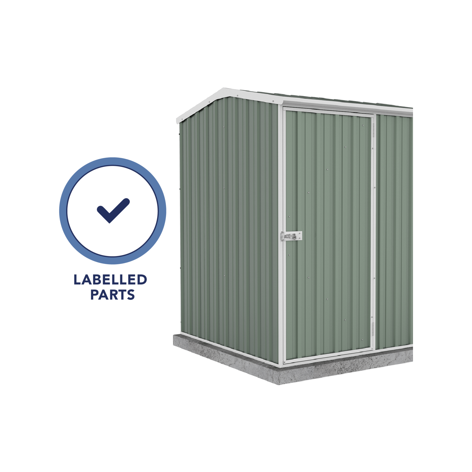 Absco Sheds 1.52 x 1.52 x 1.95m Pale Eucalypt Premier Single Door Garden Shed 5 Absco Sheds 1.52 x 1.52 x 1.95m Pale Eucalypt Premier Single Door Garden Shed