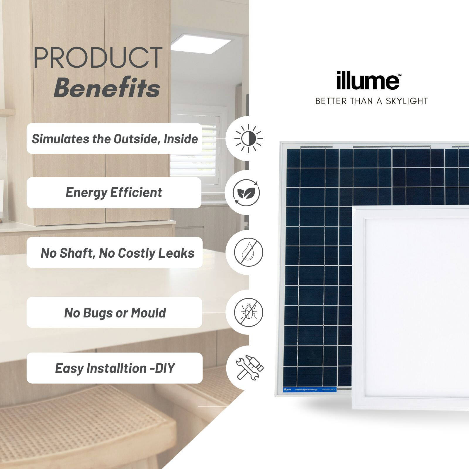illume PRO 600mm Square Surface Mount Skylight Alternative
