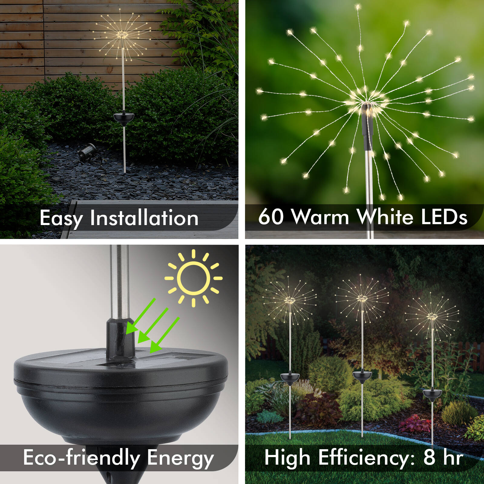 Arlec 60 Micro Warm White LED Starburst Solar Light 4 Arlec 60 Micro Warm White LED Starburst Solar Light