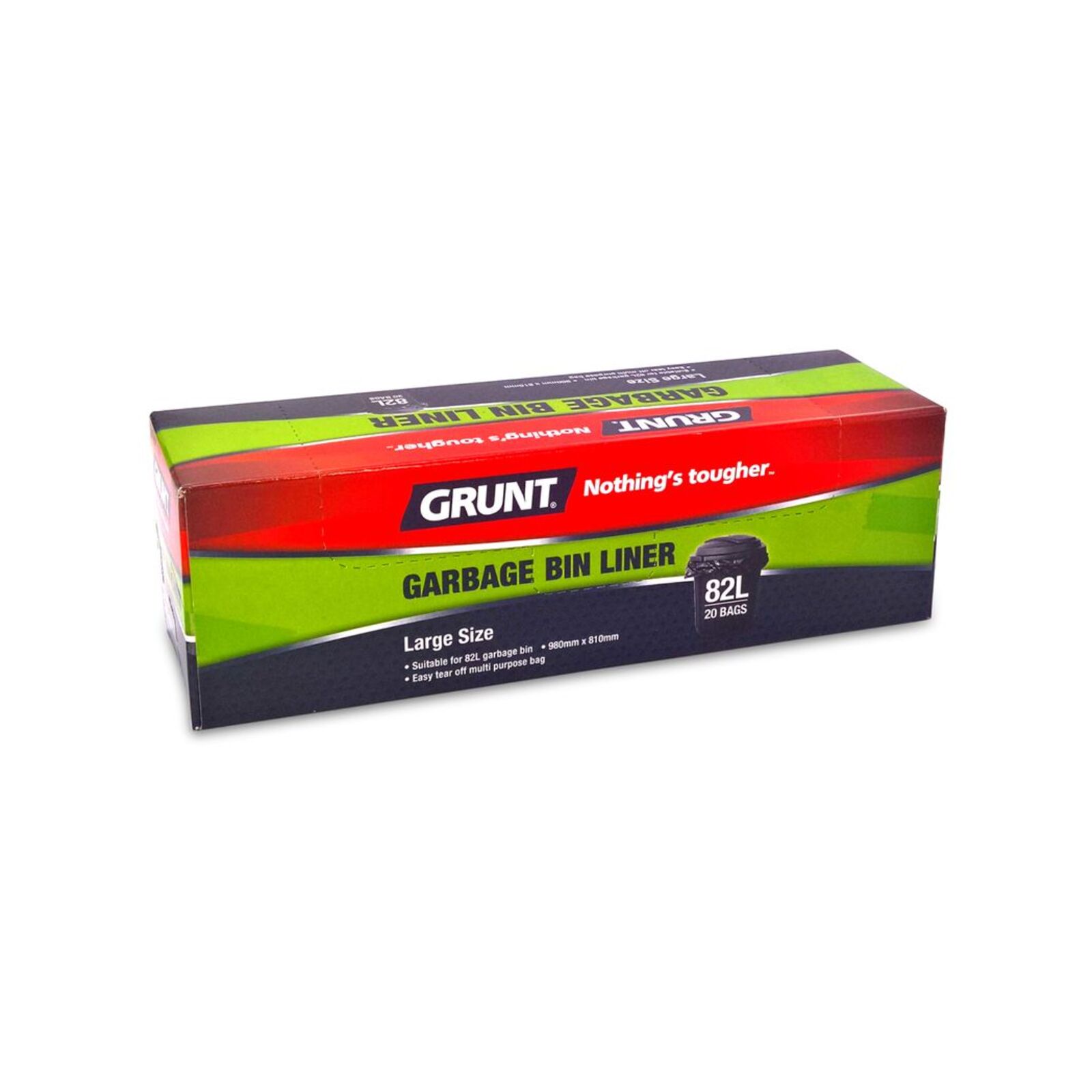 GRUNT 82L Large Garbage Bin Liners - 20 Pack
