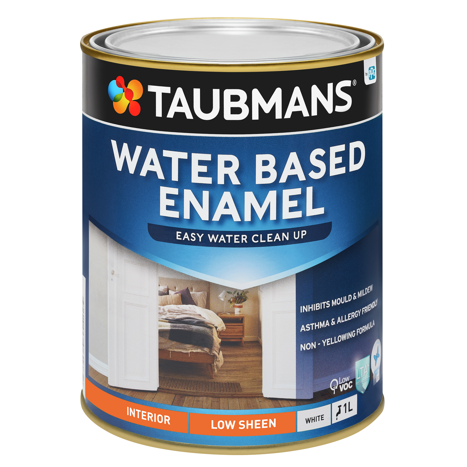 Taubmans 1L White Low Sheen Water Based Enamel