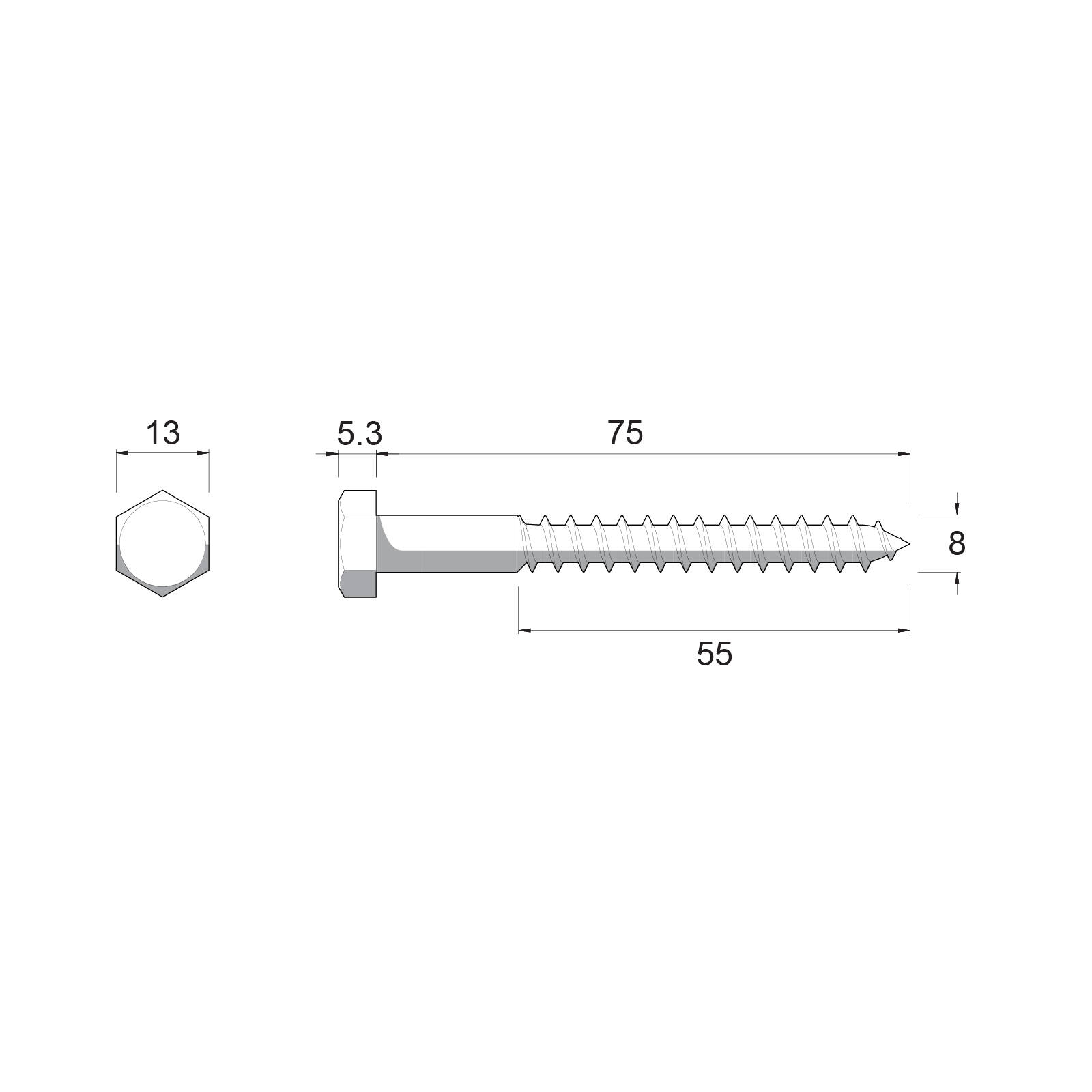 ZENITH M8 x 75mm Hot Dip Galvanised Hex Head Coach Screws - 25 Pack 5 ZENITH M8 x 75mm Hot Dip Galvanised Hex Head Coach Screws - 25 Pack