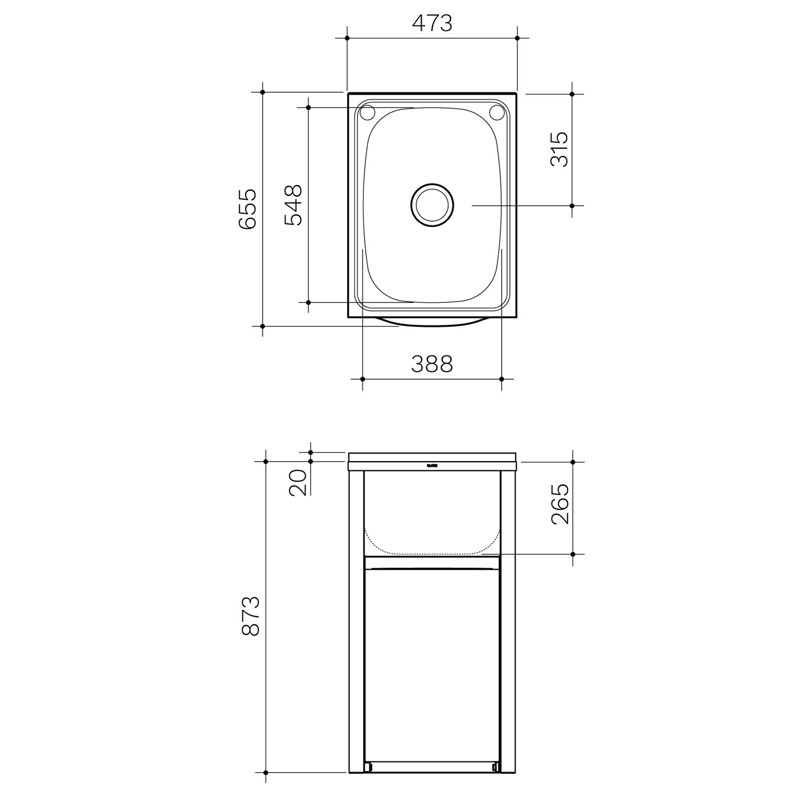 Clark 45L Eureka Compact Tub And Cabinet With Floor