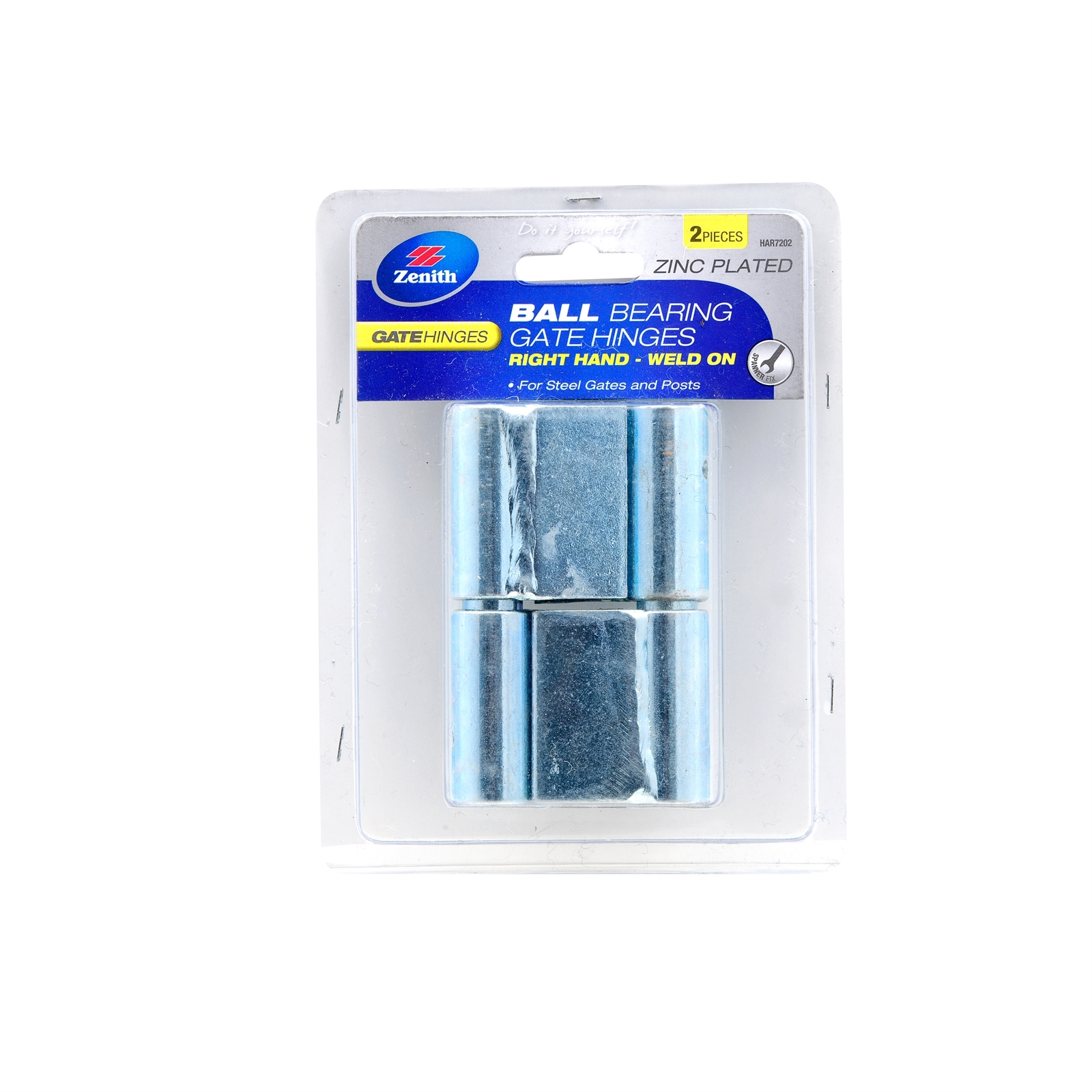 Zenith Zinc Plated Right Hand Ball Bearing Gate Steel To Steel Hinge - 2 Pack