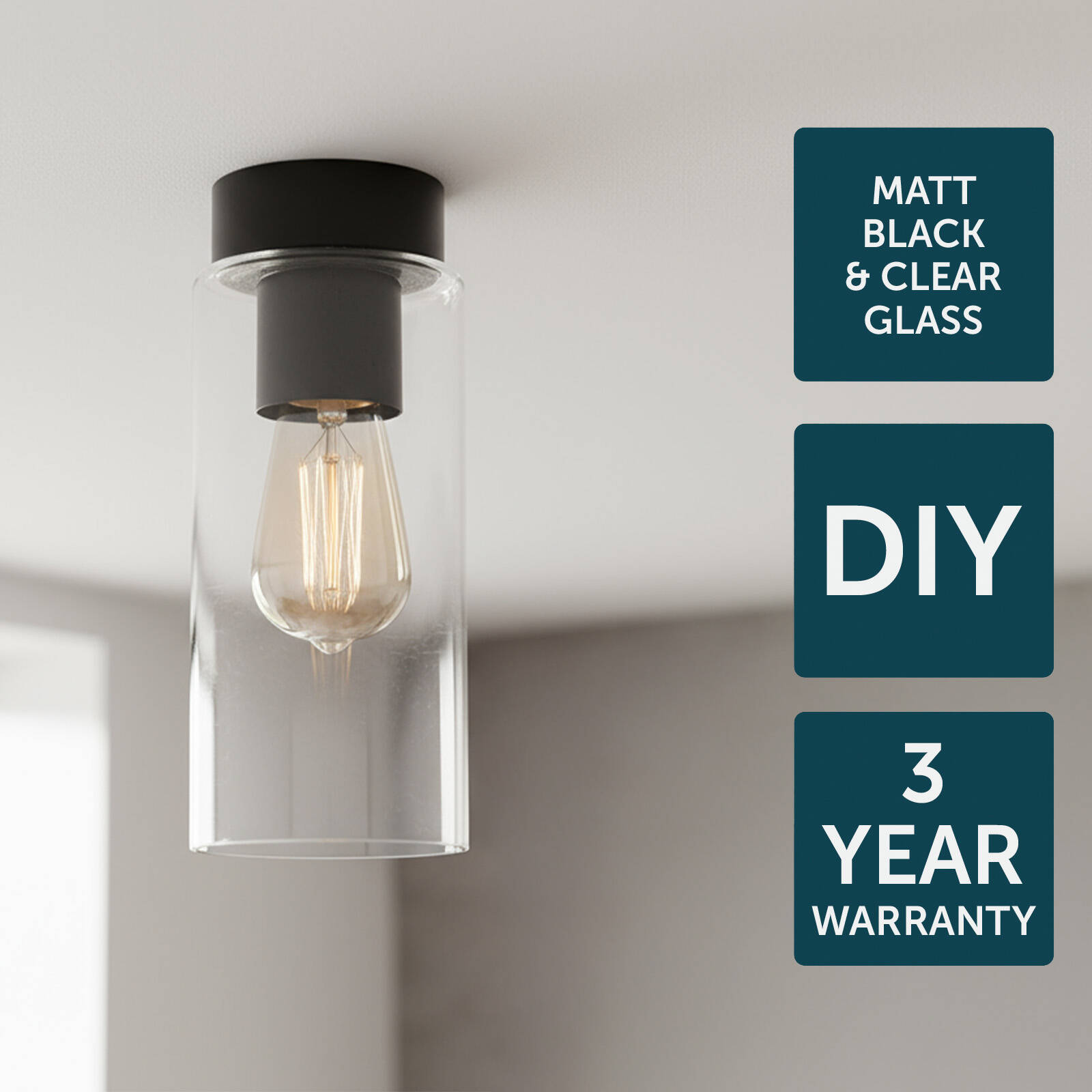 Brilliant 10cm Matt Black Juno DIY Install Batten Fix Light Shade 6 Brilliant 10cm Matt Black Juno DIY Install Batten Fix Light Shade