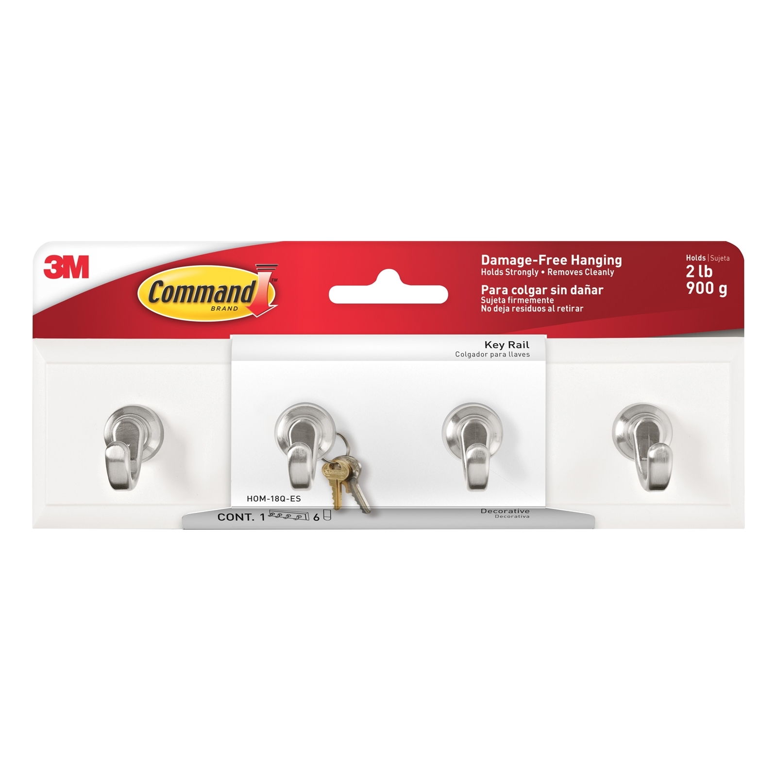 Command White Adhesive Key Rail Rack - 1 Pack