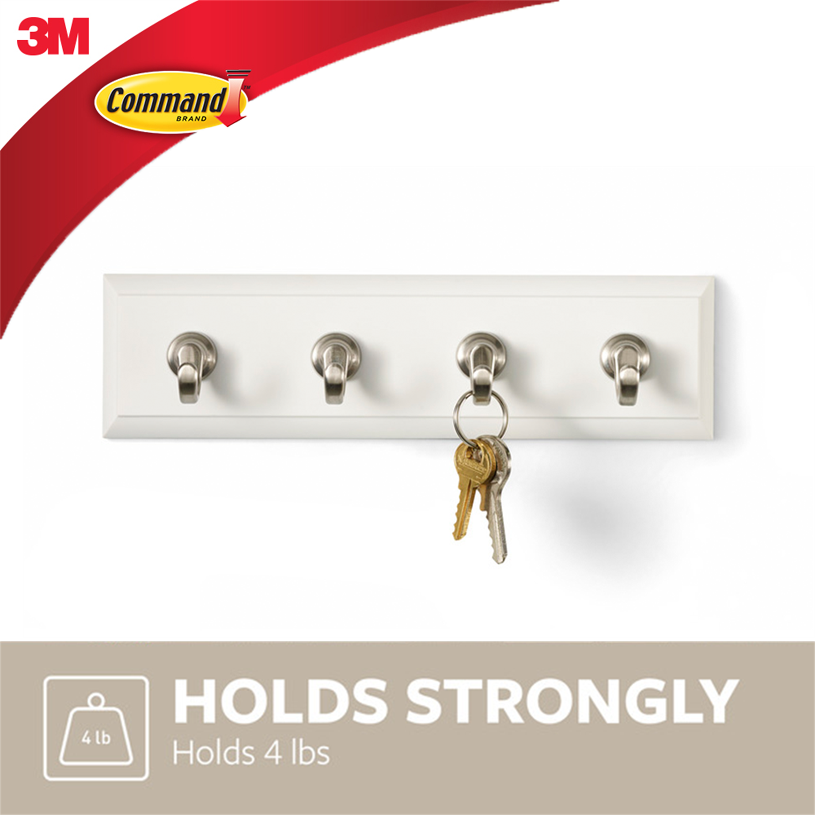 Command White Adhesive Key Rail Rack - 1 Pack 3 Command White Adhesive Key Rail Rack - 1 Pack