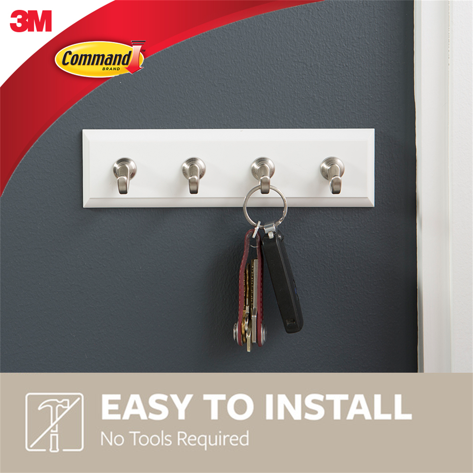 Command White Adhesive Key Rail Rack - 1 Pack 4 Command White Adhesive Key Rail Rack - 1 Pack