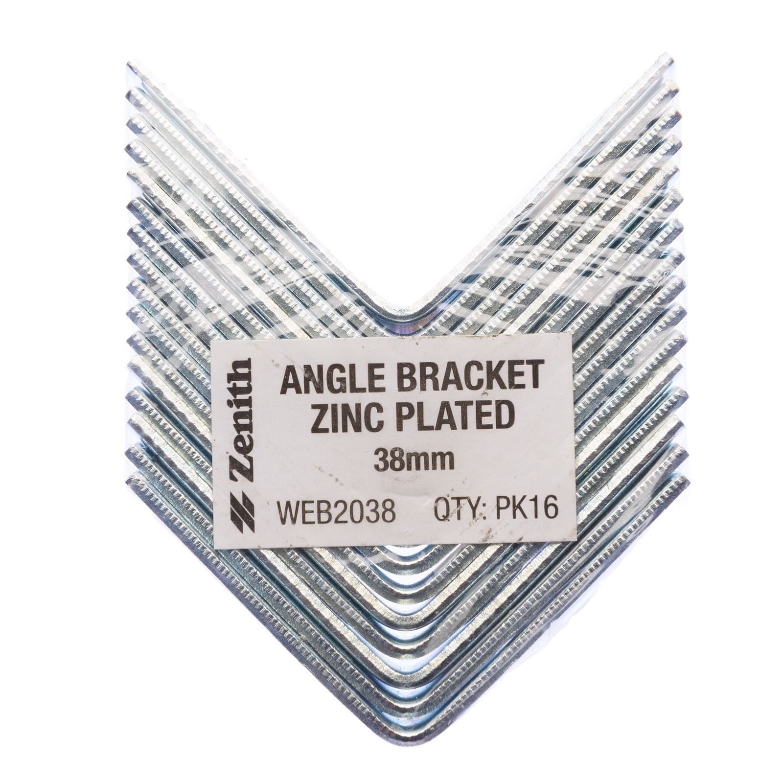 Zenith 38mm Zinc Plated Angle Bracket - 16 Pack