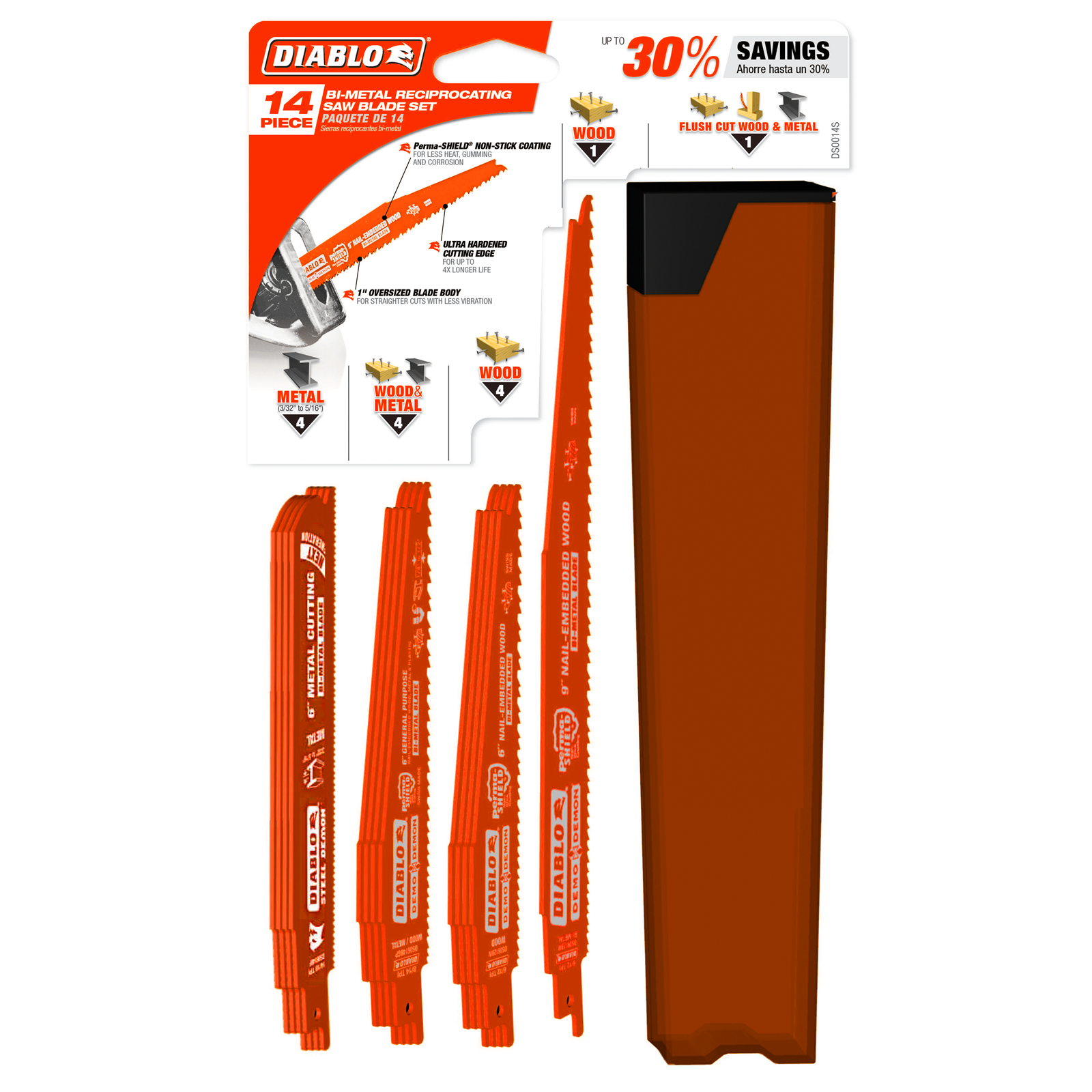 Diablo 14 Piece Demolition Reciprocating Blade Set For Nail-Embedded Wood And Metal