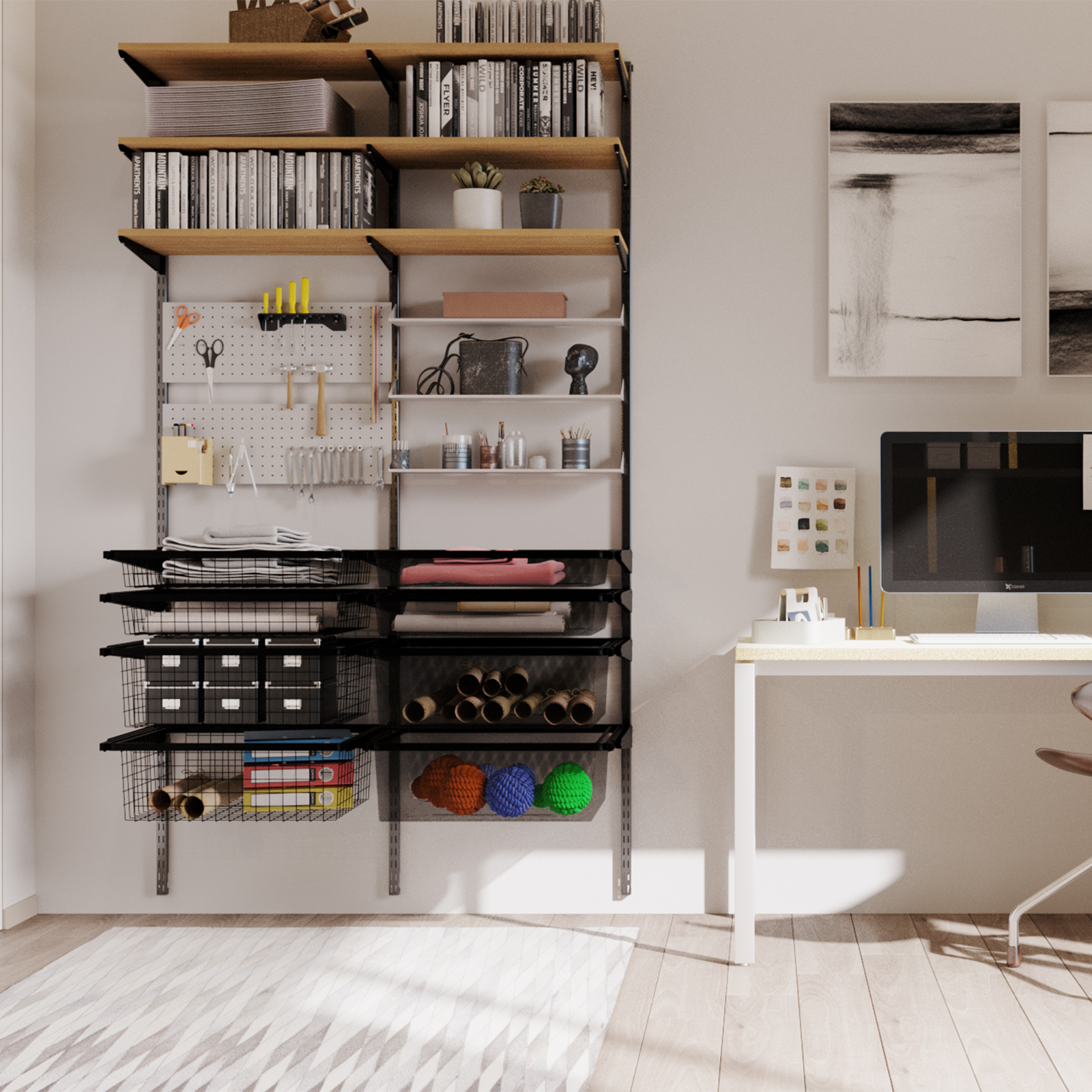 Flexi Storage Home Solutions 572 x 55 x 100mm White Double Slot Tray Shelf