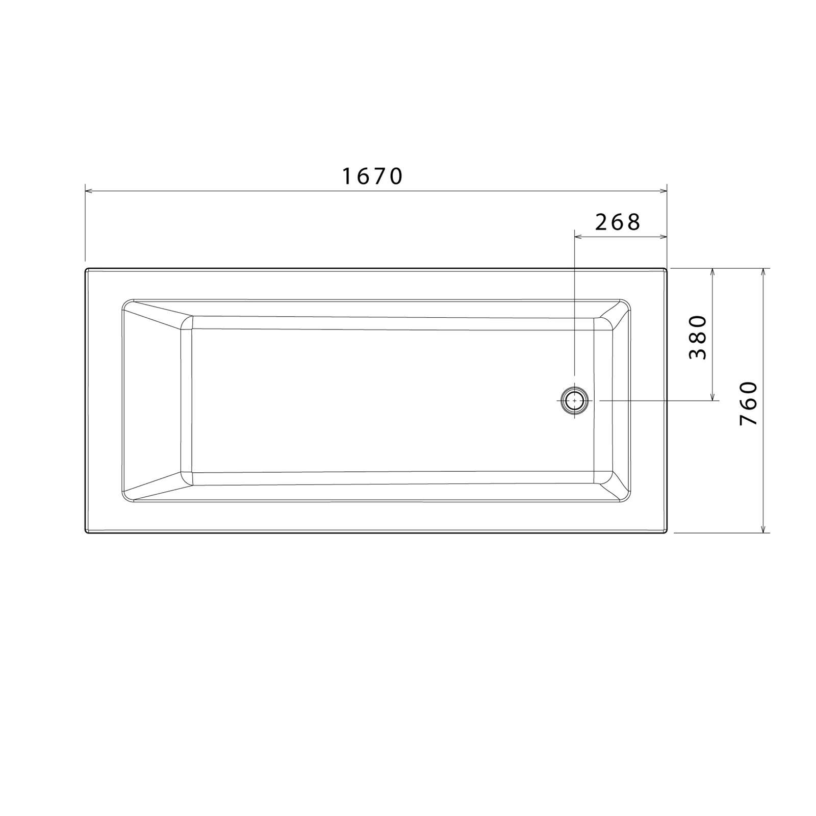 Caroma 1675mm White Newbury Island Bath