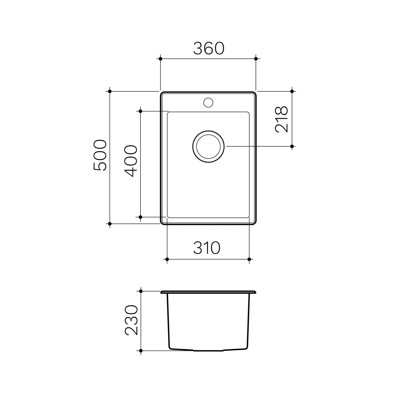 Clark 25L Square Laundry Sink With No Tap Hole