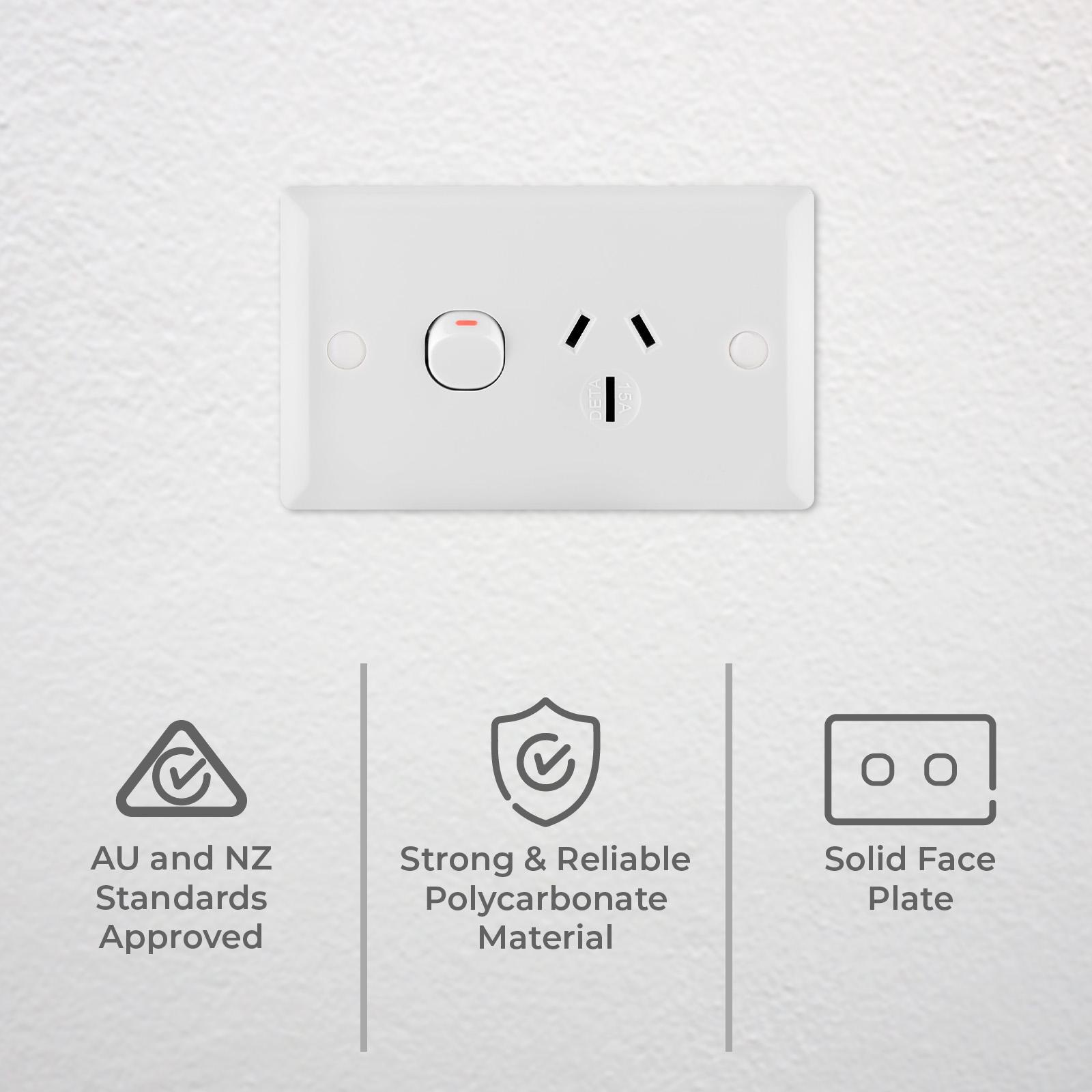 DETA 15Amp Solid Plate Single Power Point