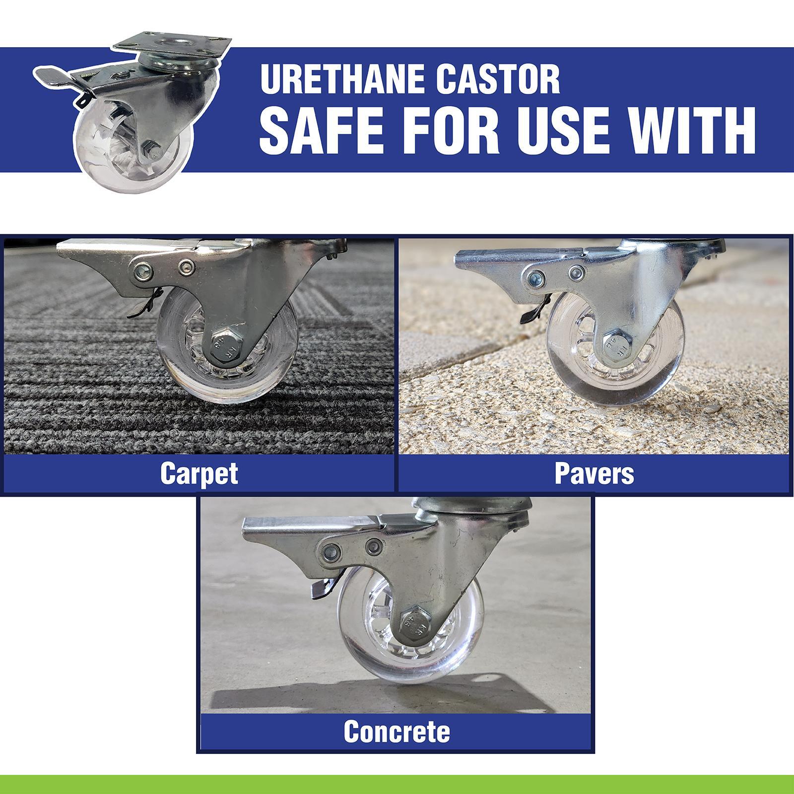 Easyroll 100mm 90kg Load Transparent Fixed Plate Castor