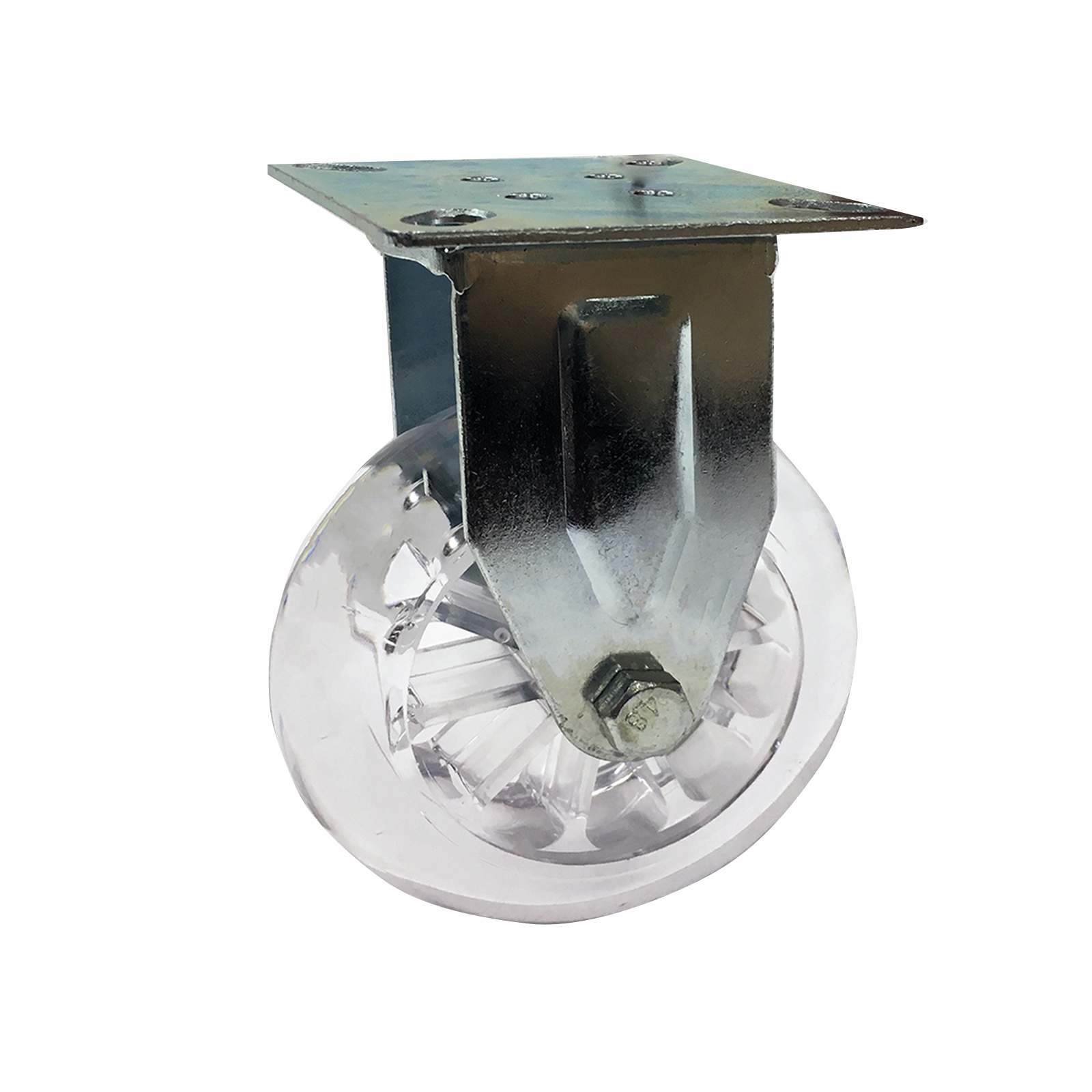 Easyroll 100mm 90kg Load Transparent Fixed Plate Castor