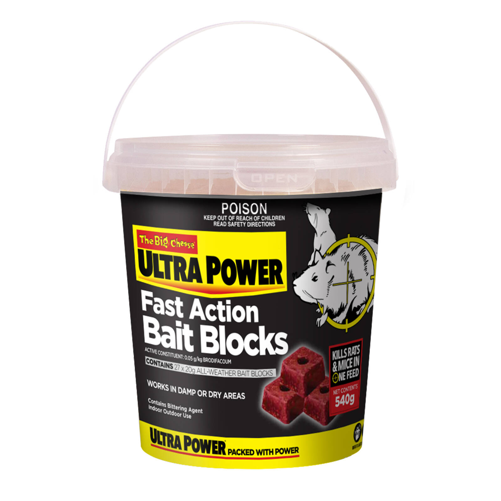 The Big Cheese 540g Ultra Power Fast Action Bait Block Rodenticide