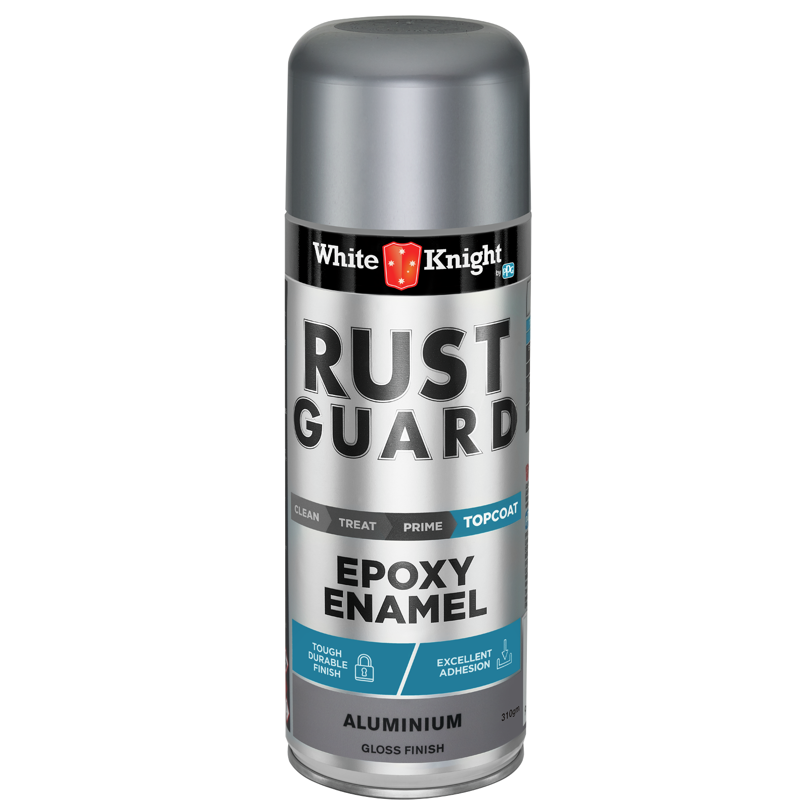White Knight 310g Aluminium Gloss Rust Guard Epoxy Enamel Spray Paint - Aluminium Gloss