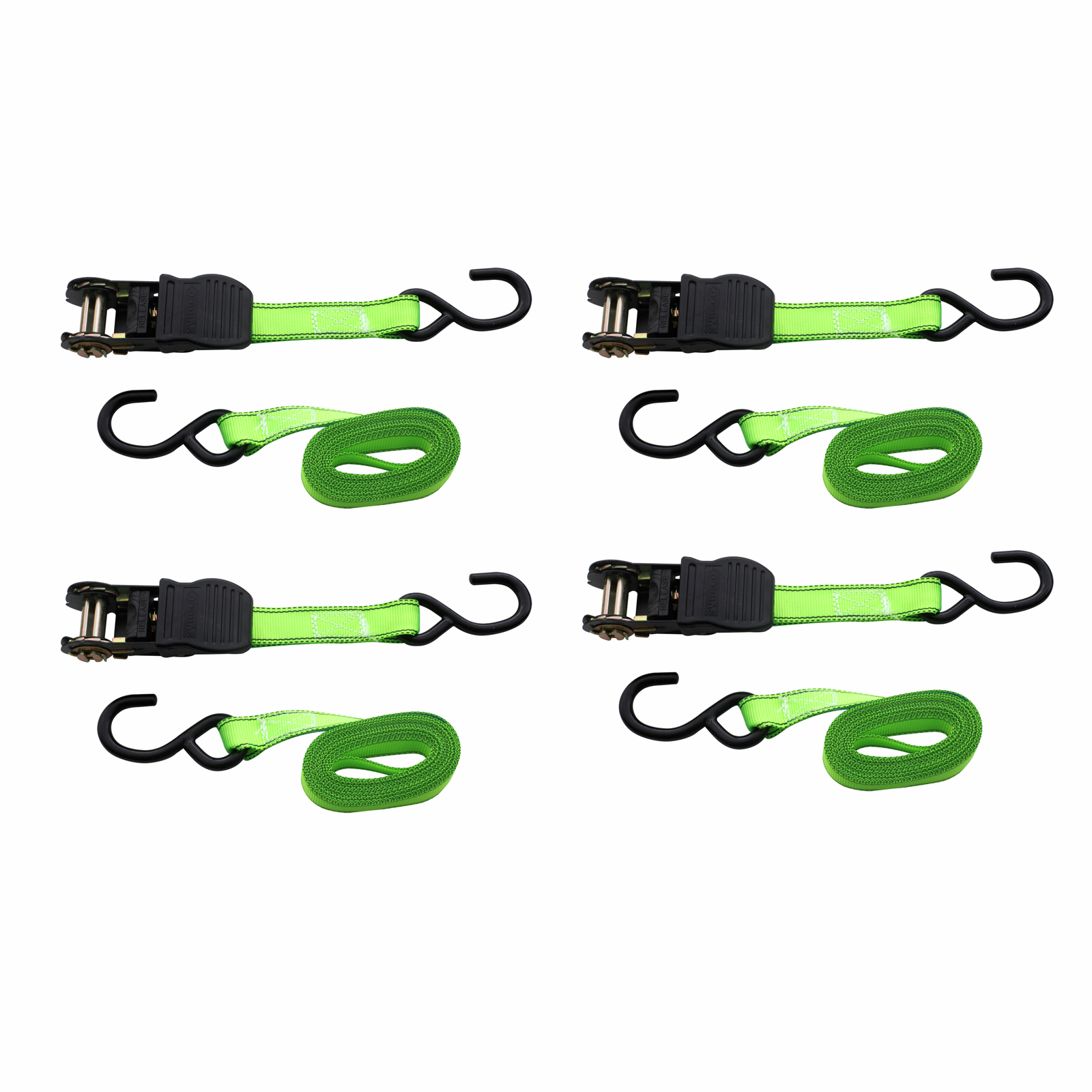 Syneco 25mm x 4.5m S Hook Ratchet Tie Down Set - 4 Pack