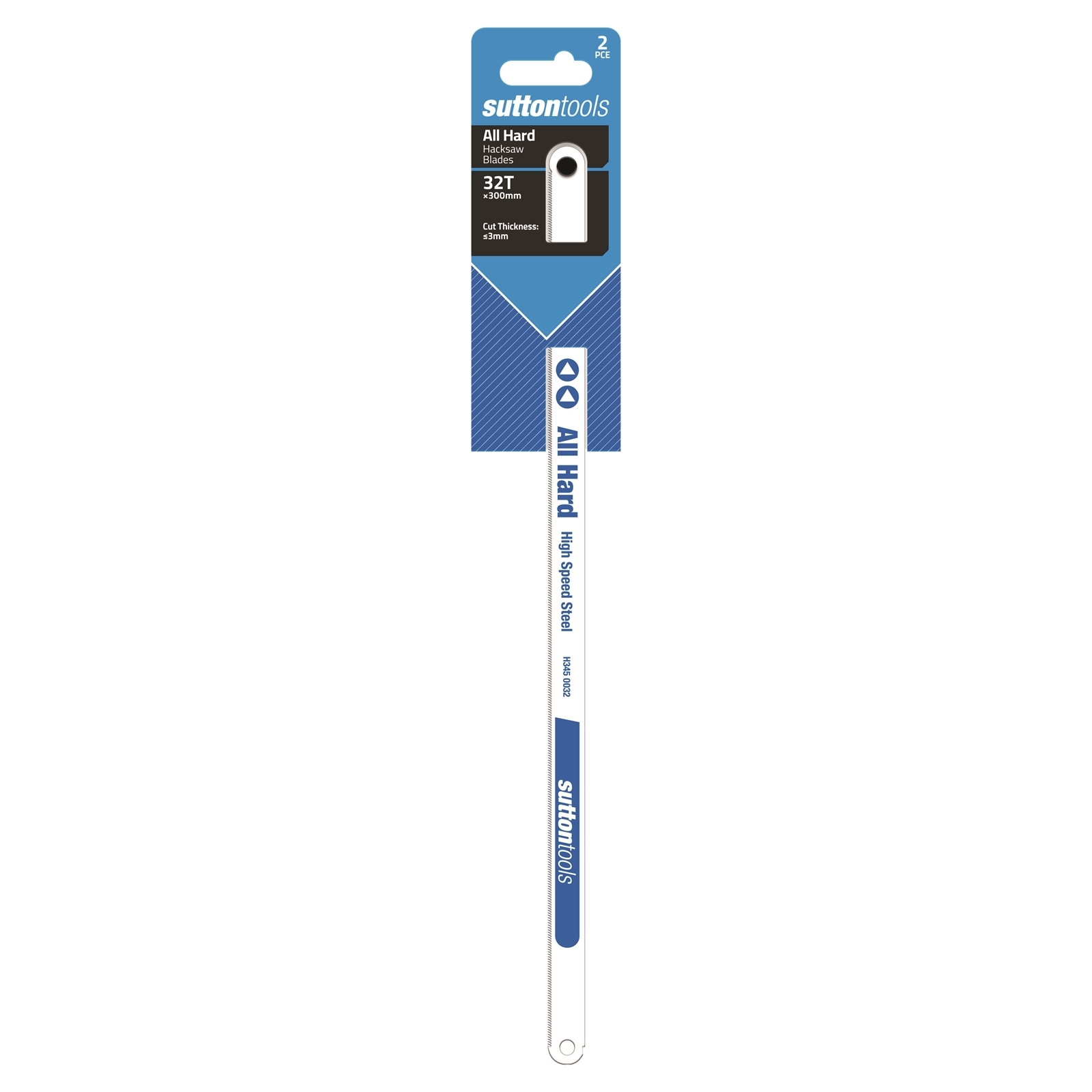 Sutton Tools 300mm 32 TPI All Hard Hacksaw Blade - 2 Pack