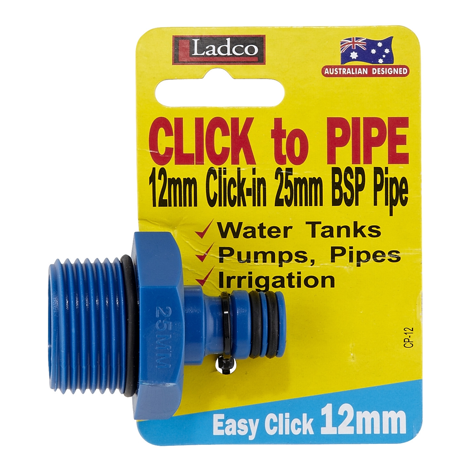 Ladco 12 x 25mm Click To Pipe Hose Fitting Adapter