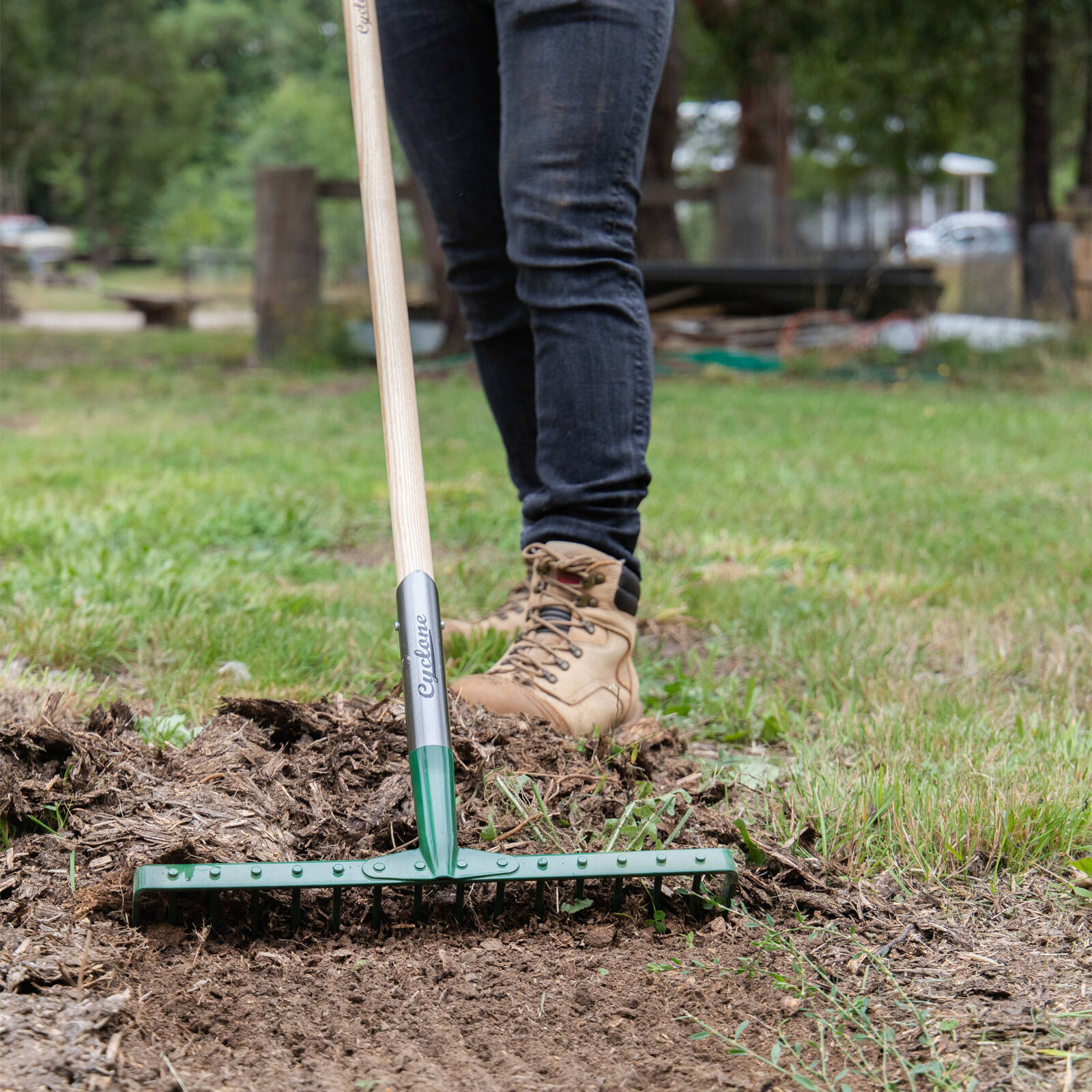 Cyclone 16T Nail Rake with Timber Handle