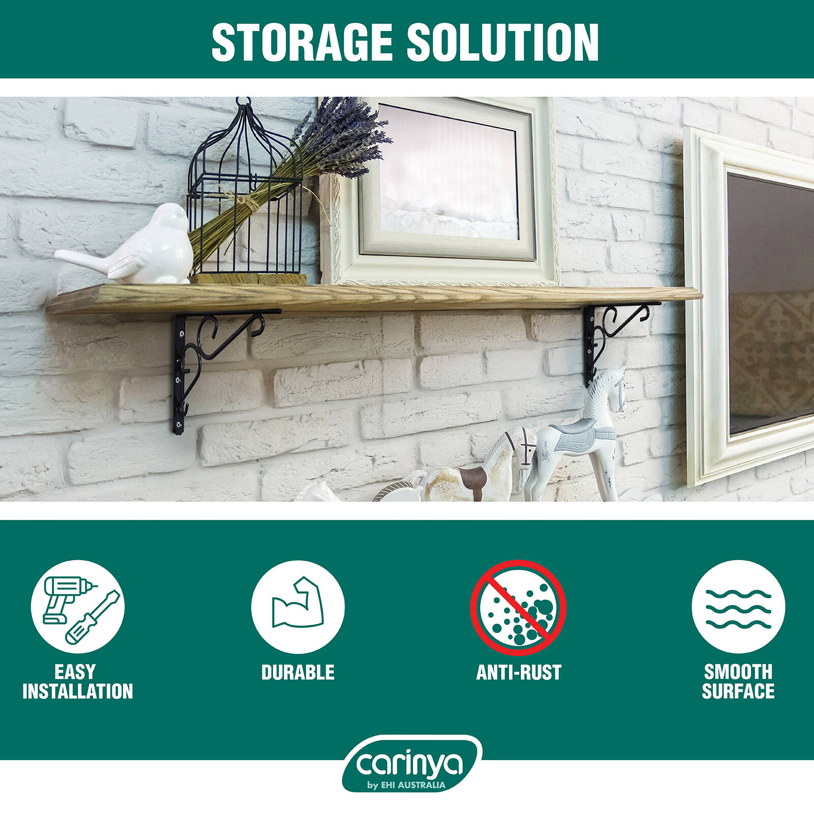 Carinya 200 x 125mm Black Scroll Stayed Bracket 8 Carinya 200 x 125mm Black Scroll Stayed Bracket