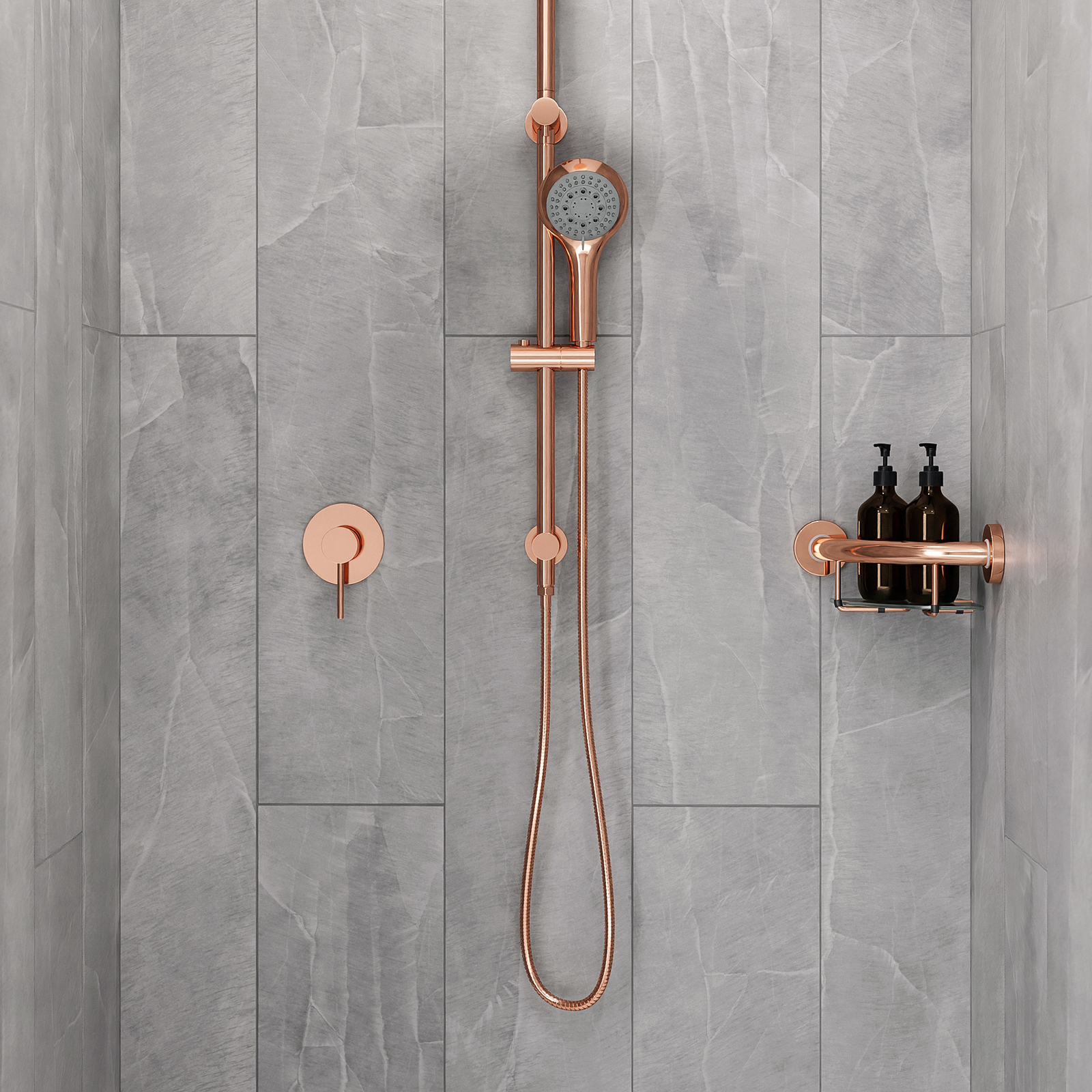 evekare Rose Gold Corner Shelf Grab Rail