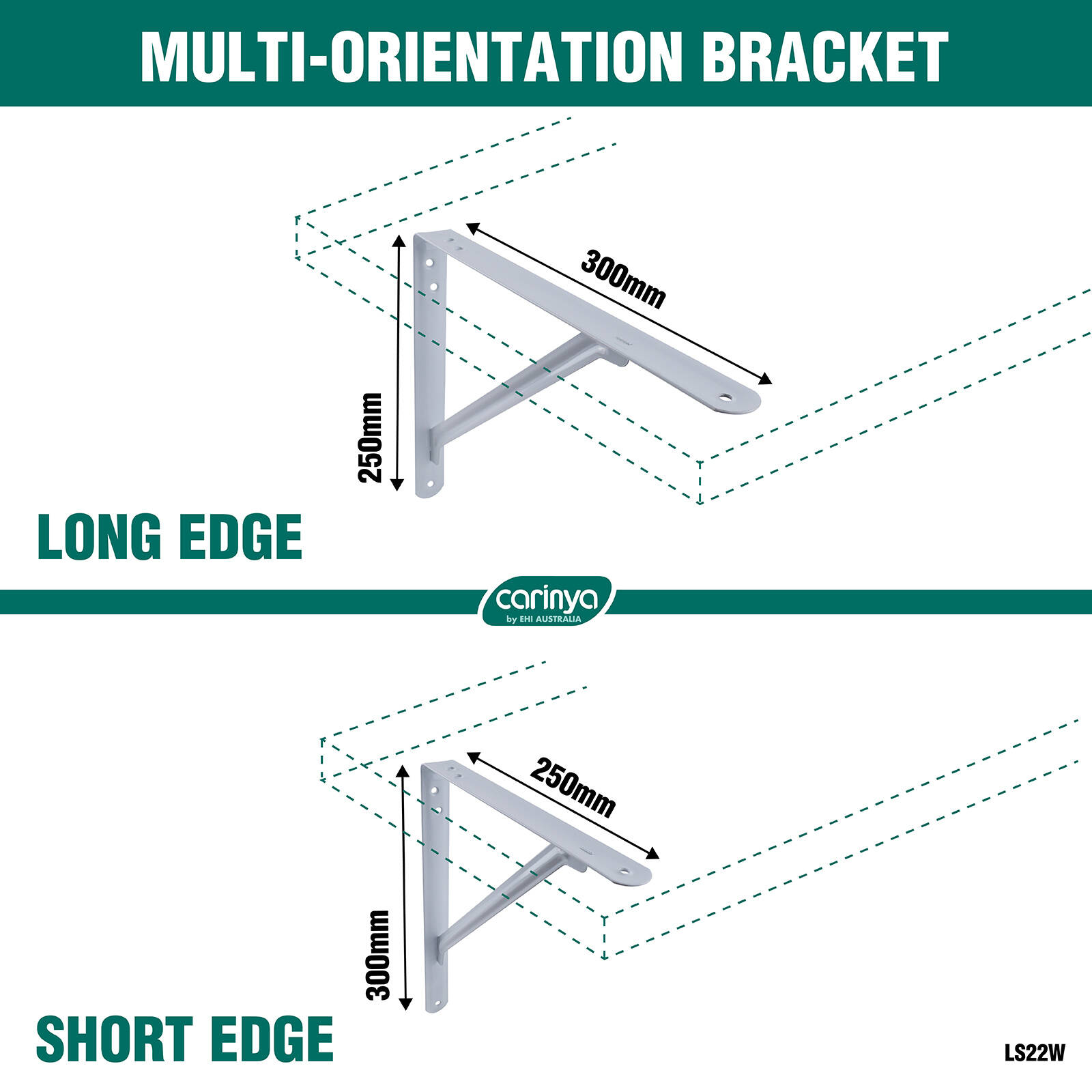 Carinya 300 x 250mm White Light Stayed Bracket 7 Carinya 300 x 250mm White Light Stayed Bracket