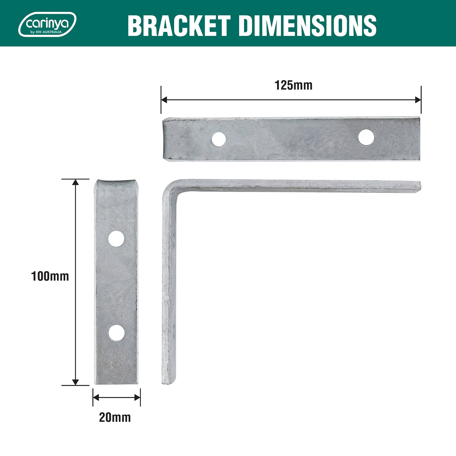 Carinya 125 x 100mm Heavy Duty Hot Dipped Galvanised Angle Bracket 5 Carinya 125 x 100mm Heavy Duty Hot Dipped Galvanised Angle Bracket
