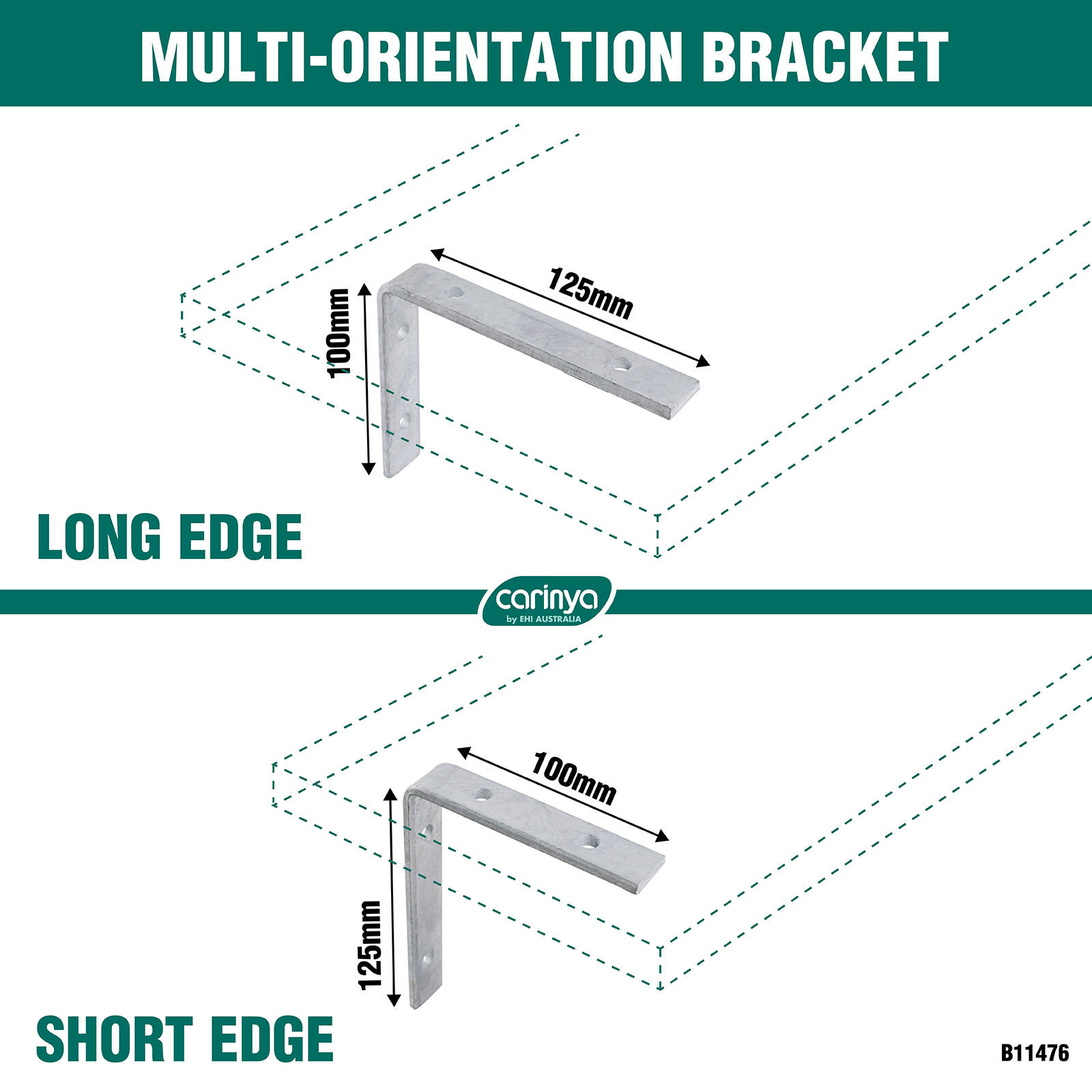 Carinya 125 x 100mm Heavy Duty Hot Dipped Galvanised Angle Bracket 7 Carinya 125 x 100mm Heavy Duty Hot Dipped Galvanised Angle Bracket