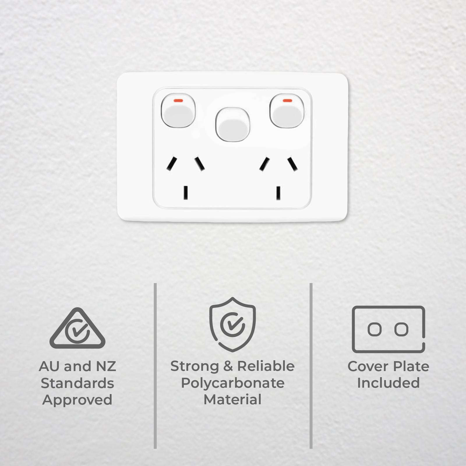 Deta Double Pole Double Power Point With Extra Switch