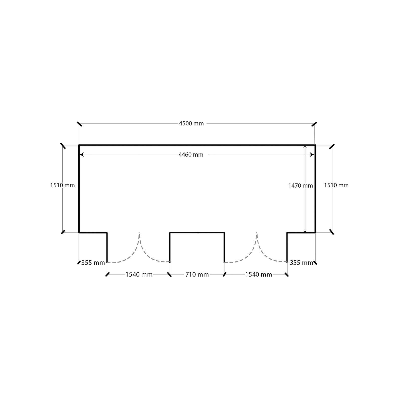 Build-a-Shed 1.5 x 4.5 x 2.0m Skillion Double Plus Double Hinged Side Doors Shed - Zinc