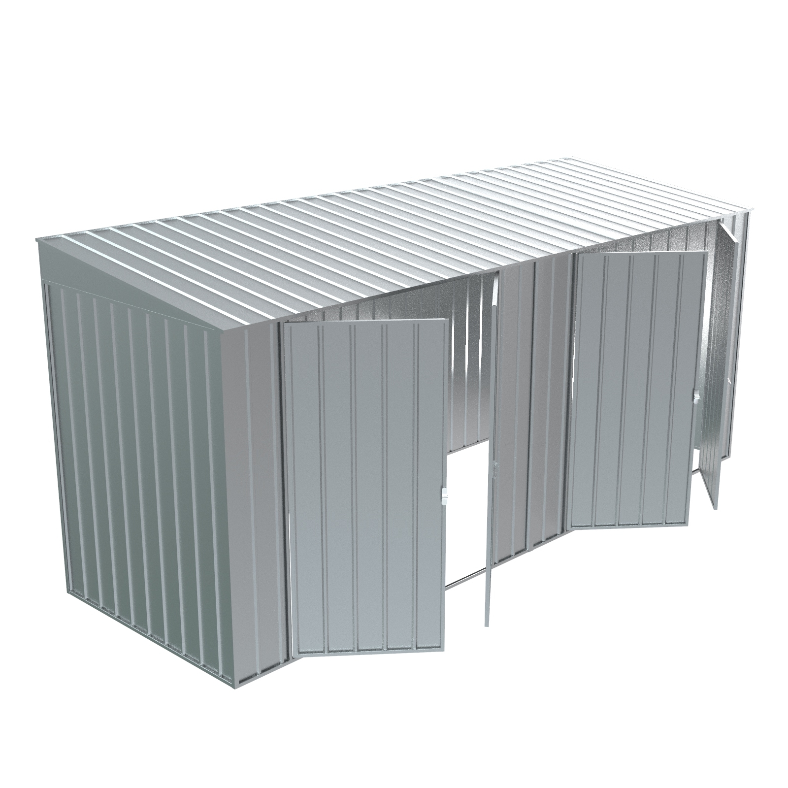 Build-a-Shed 1.5 x 4.5 x 2.0m Skillion Double Plus Double Hinged Side Doors Shed - Zinc