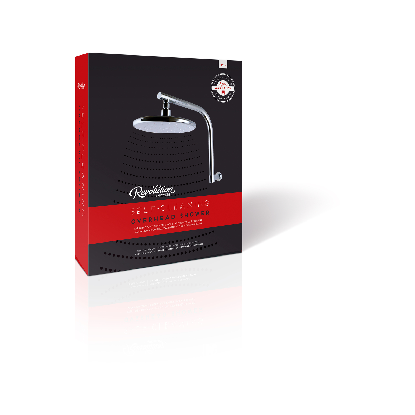 Revolution Chrome Self Cleaning Overhead Rain Shower And Arm WELS 3 Star 8L/min