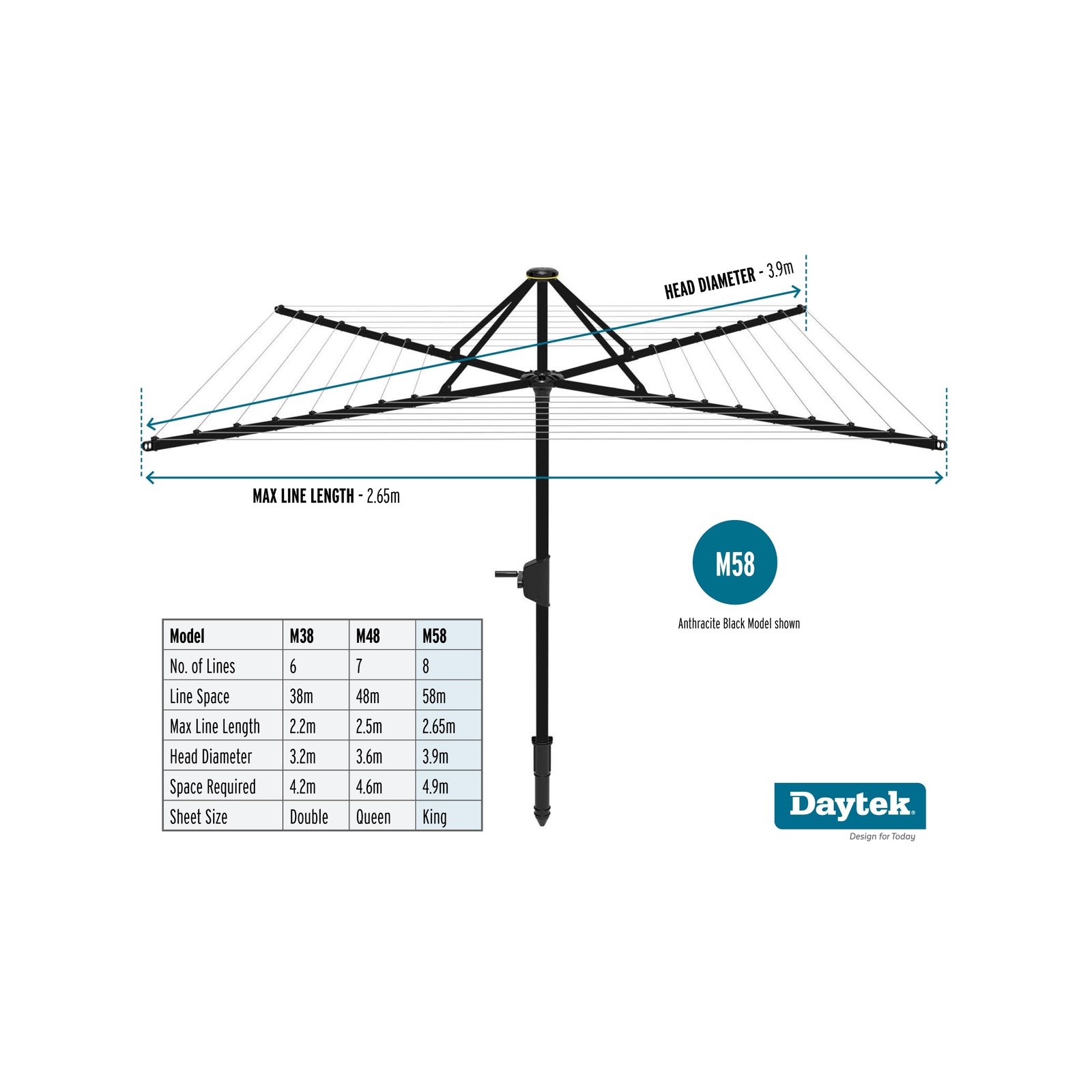 Daytek Mercury Silver MK2 M58 Rotary Clothesline