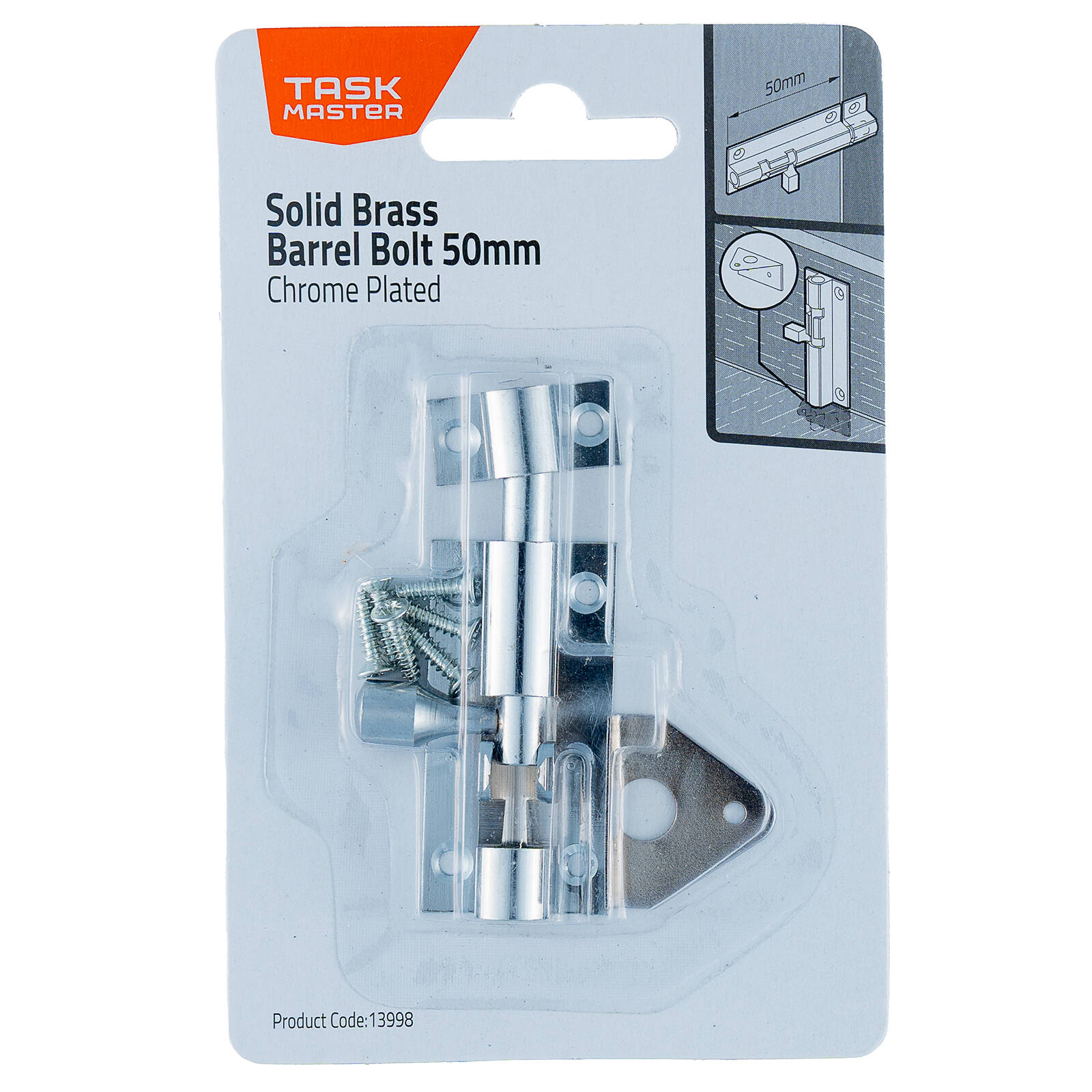 Taskmaster 50mm Chrome Plated Barrel Bolt