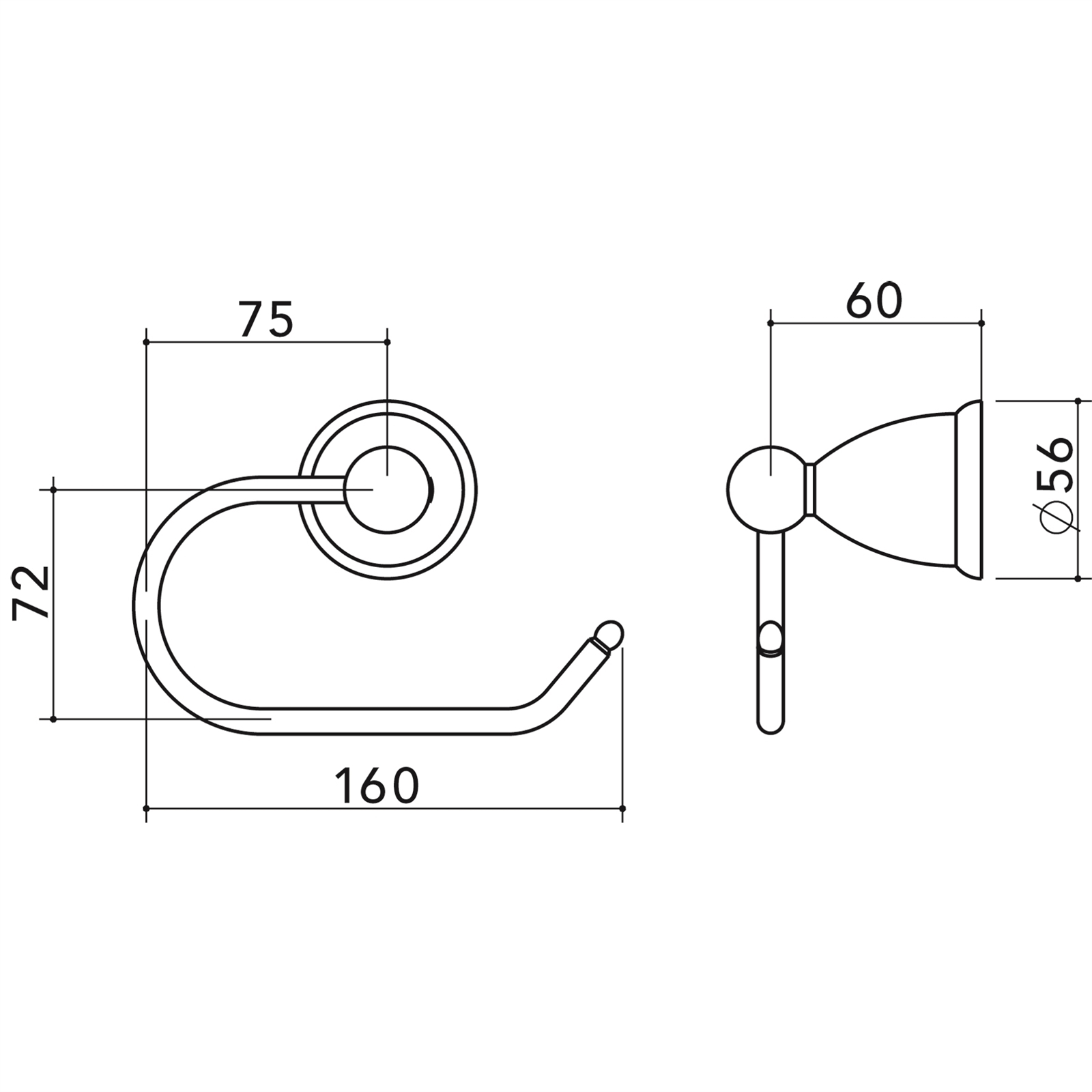 Stylus Chrome Venecia Toilet Roll Holder