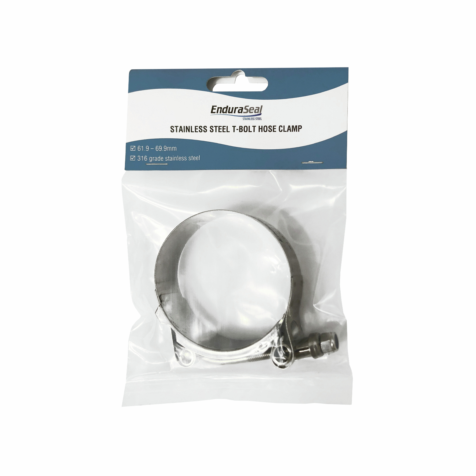 EnduraSeal 62 - 70mm Stainless Steel T-Bolt Hose Clamp 3 EnduraSeal 62 - 70mm Stainless Steel T-Bolt Hose Clamp