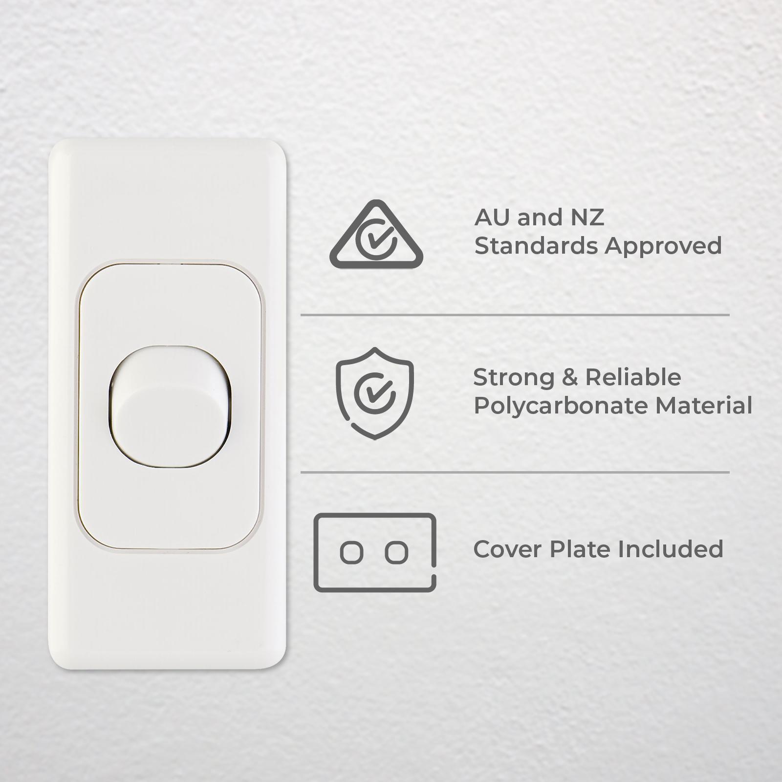 DETA Single Architrave Switch - White