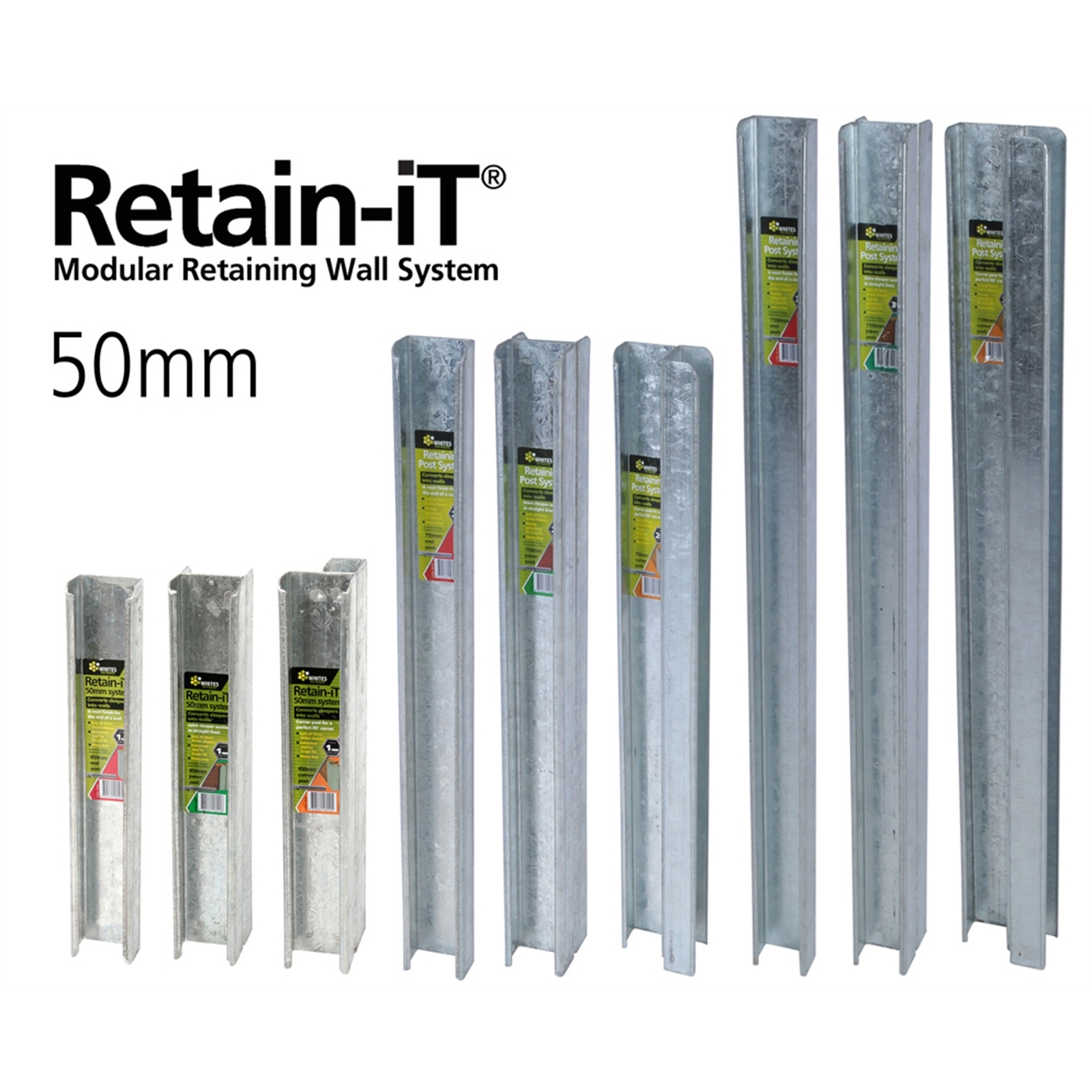 Jack 50 x 1100mm Galvanised Steel Retain It Sleeper Upright End Post - 1100mm