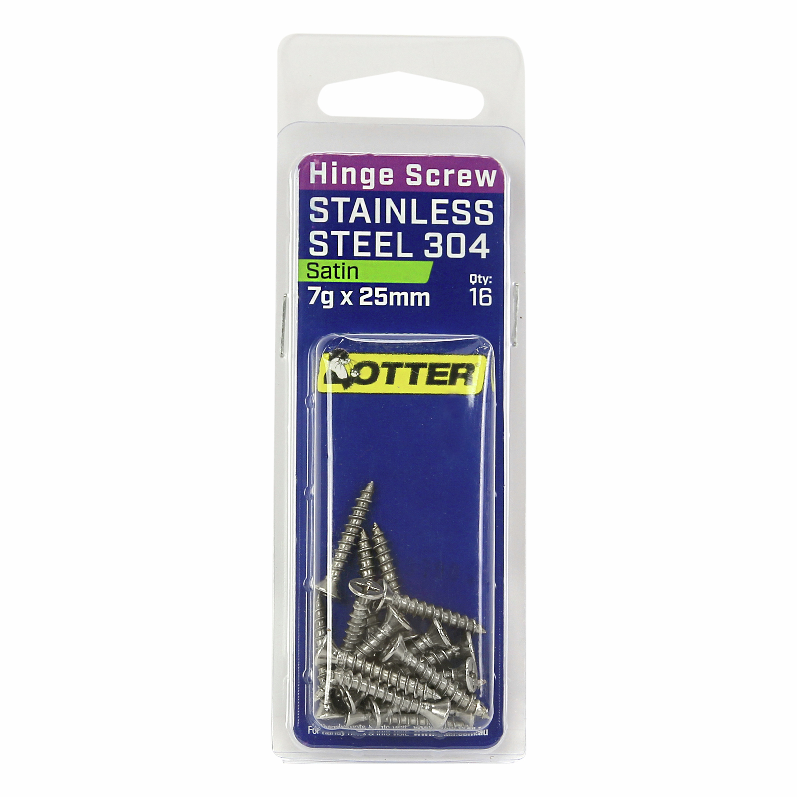 Otter 7 x 25mm Satin Stainless Steel 304 Hinge Screws - 16 Pack