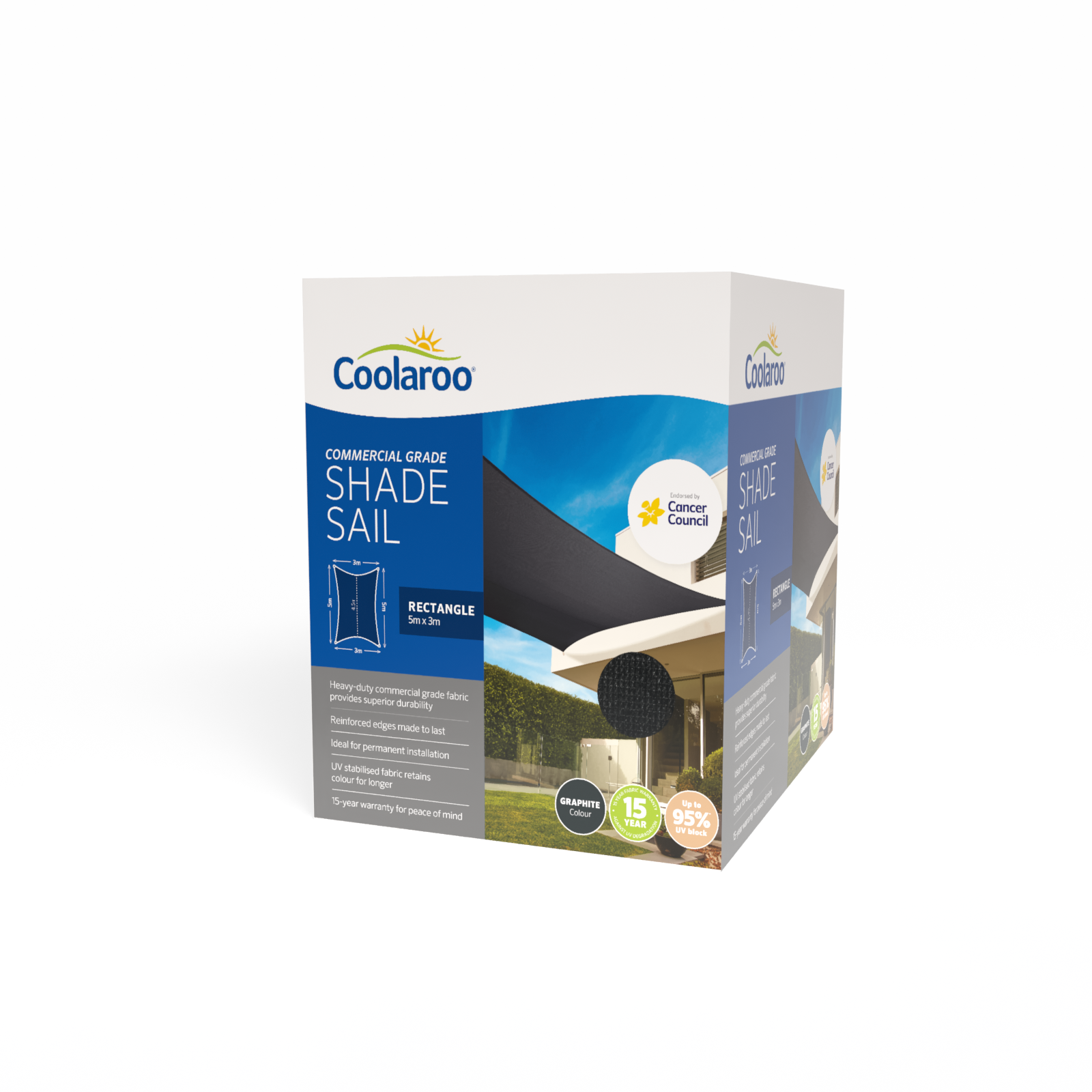 Coolaroo 5 x 3m Rectangle Graphite Commercial Grade 8 Coolaroo 5 x 3m Rectangle Graphite Commercial Grade