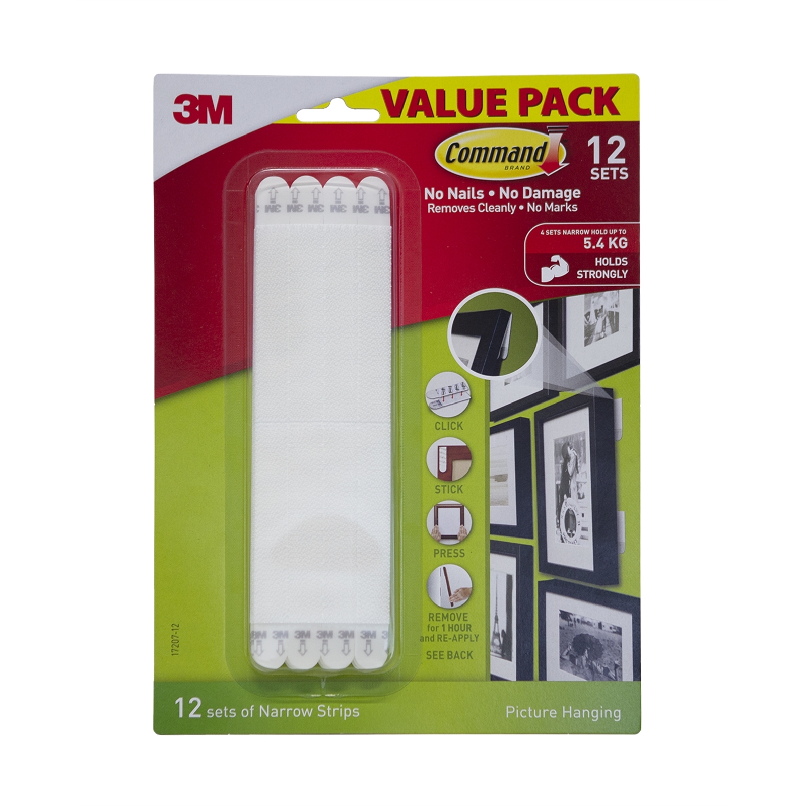 Command™ Adhesive Narrow Picture Hanging Strips White - 12 Pack