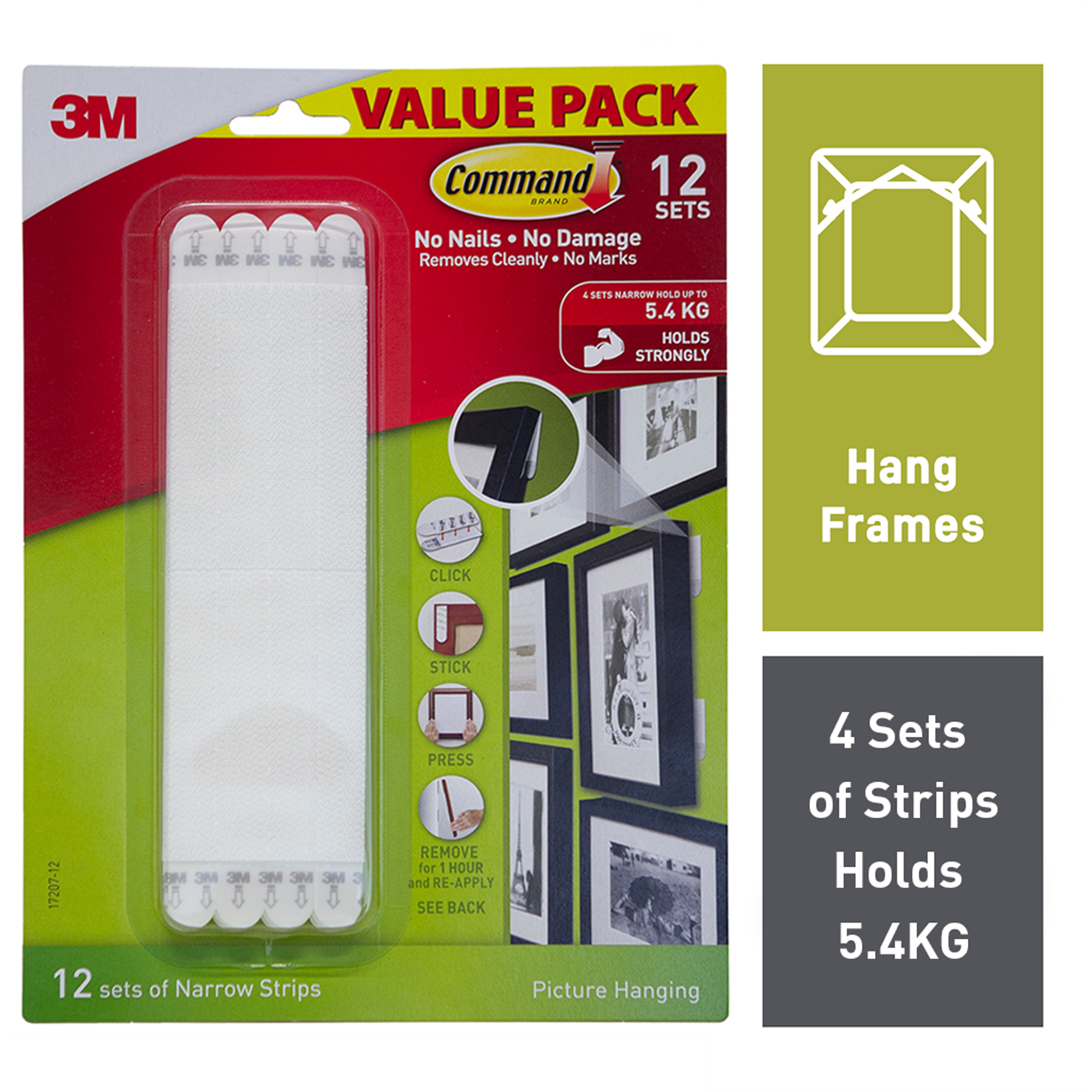 Command™ Adhesive Narrow Picture Hanging Strips White - 12 Pack 3 Command™ Adhesive Narrow Picture Hanging Strips White - 12 Pack