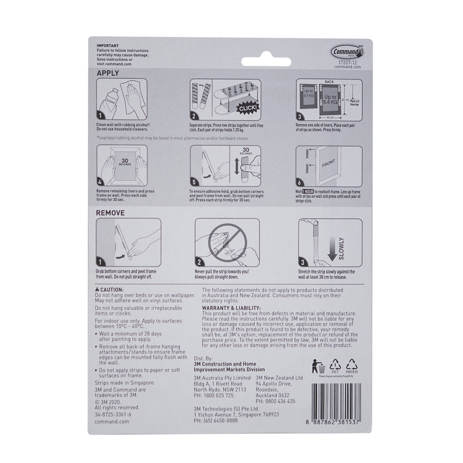 Command™ Adhesive Narrow Picture Hanging Strips White - 12 Pack 4 Command™ Adhesive Narrow Picture Hanging Strips White - 12 Pack