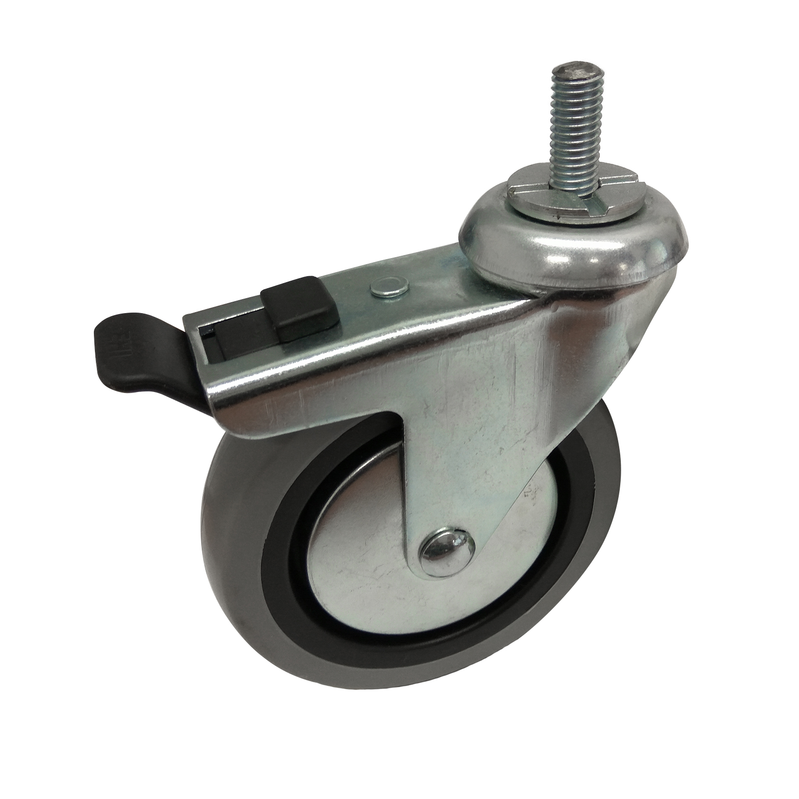 Easyroll 100mm 55kg Grey Rubber Swivel Plus Brake Castor