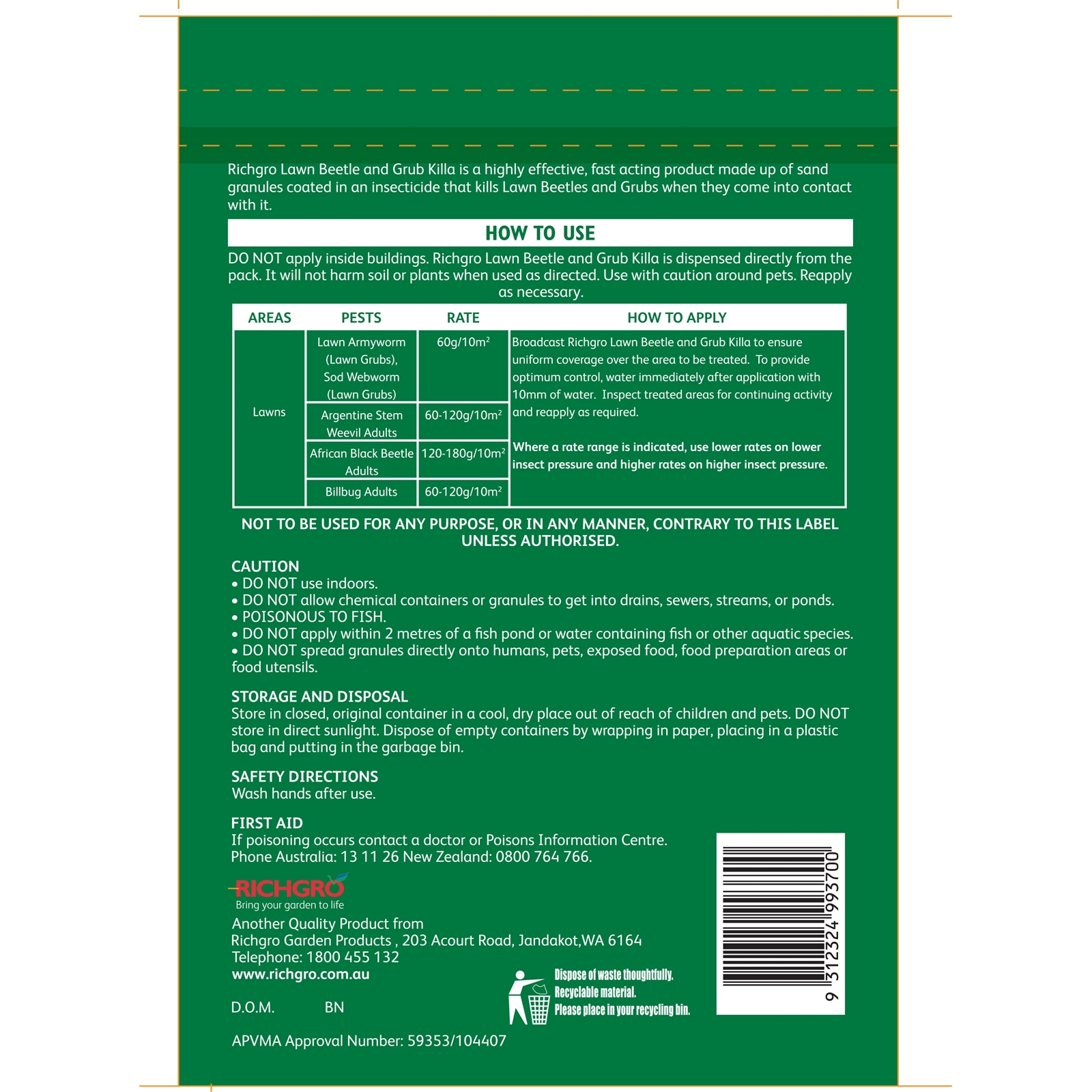 Richgro 5kg Lawn Beetle And Grub Killa